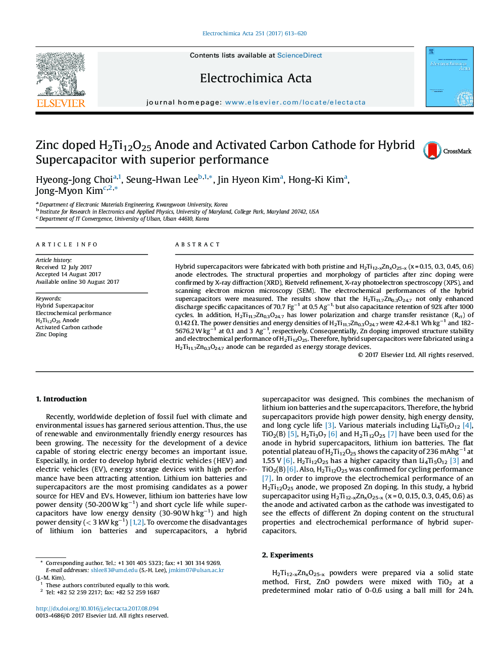 Zinc doped H2Ti12O25 Anode and Activated Carbon Cathode for Hybrid Supercapacitor with superior performance