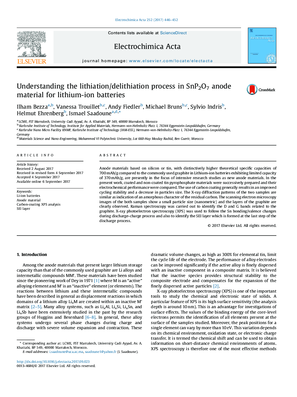 عکس صفحه اول مقاله: Understanding the lithiation/delithiation process in SnP2O7 anode material for lithium-ion batteries Understanding the lithiation/delithiation process in SnP2O7 anode material for lithium-ion batteries
