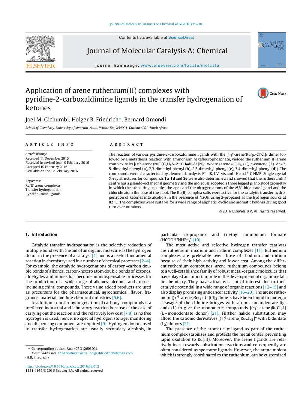 Application of arene ruthenium(II) complexes with pyridine-2-carboxaldimine ligands in the transfer hydrogenation of ketones