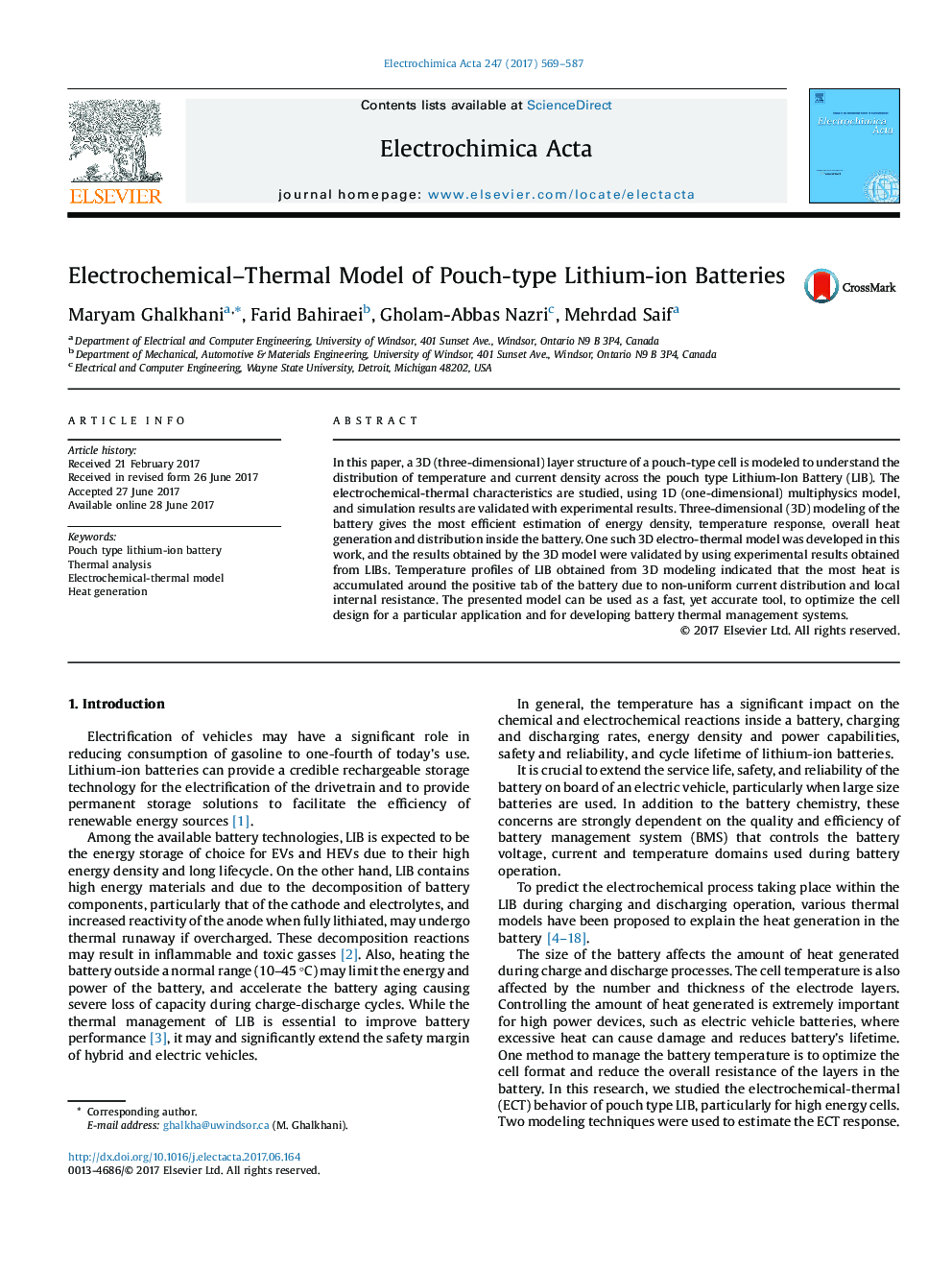 Electrochemical-Thermal Model of Pouch-type Lithium-ion Batteries