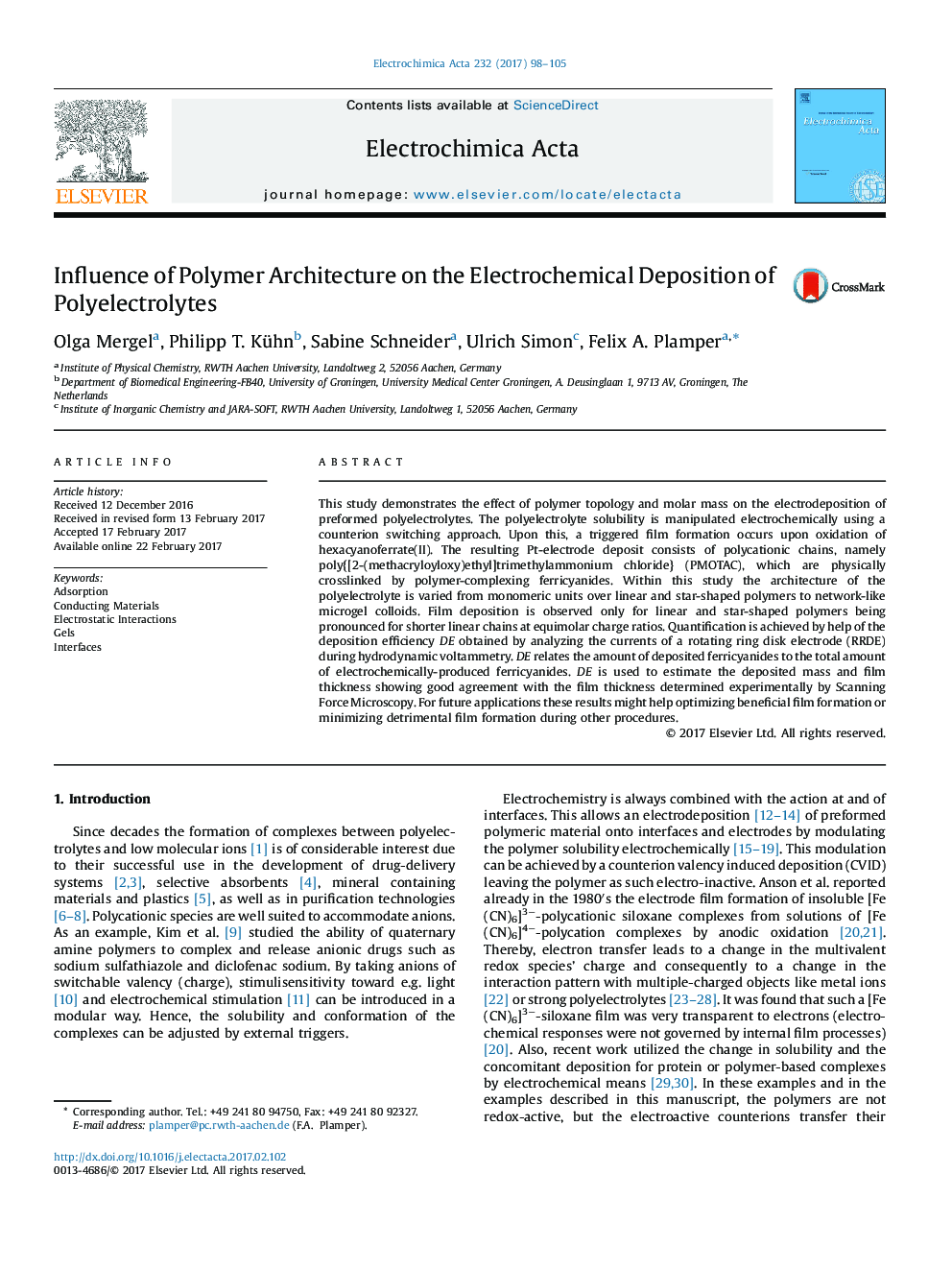 Influence of Polymer Architecture on the Electrochemical Deposition of Polyelectrolytes