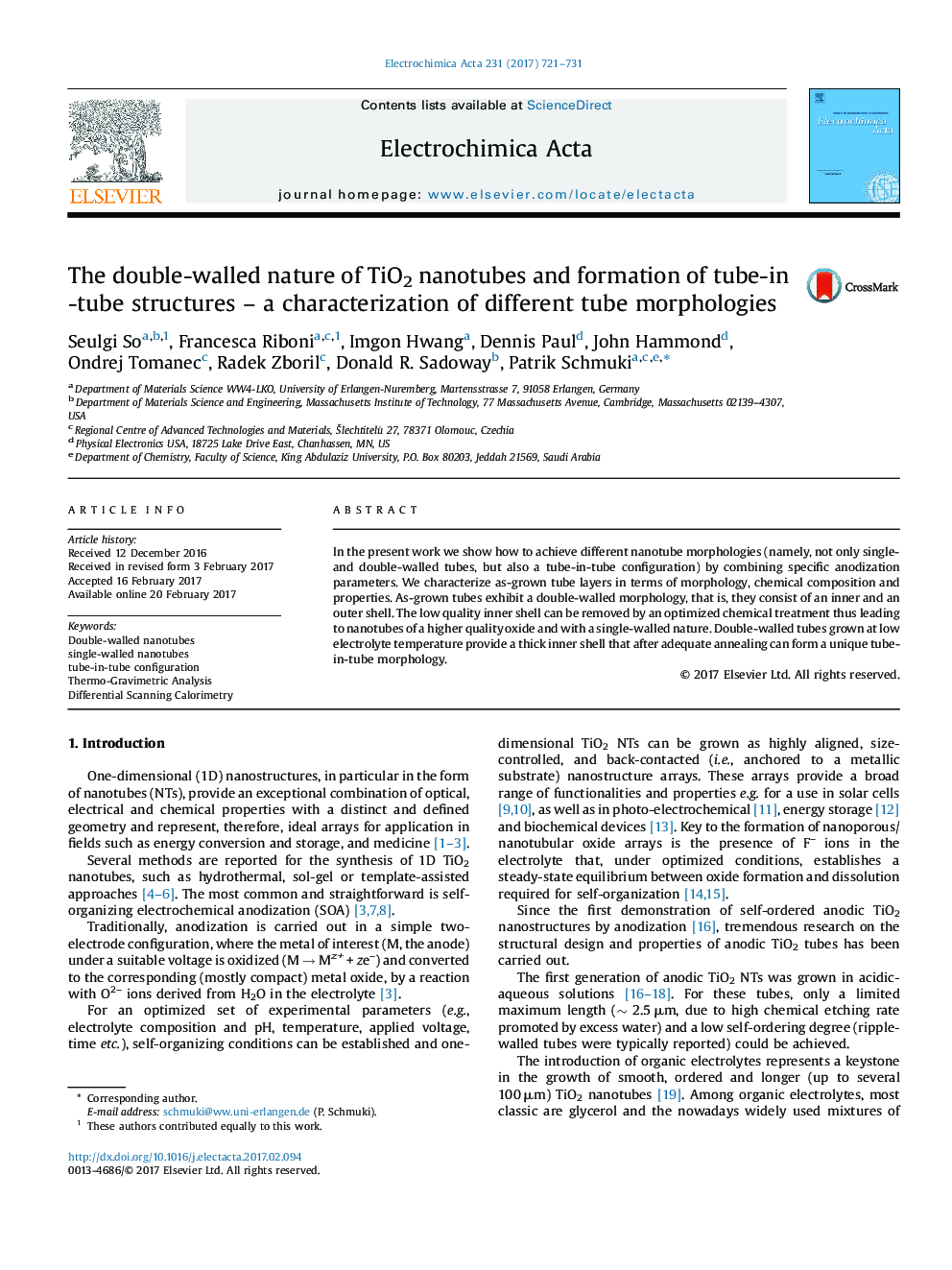 The double-walled nature of TiO2 nanotubes and formation of tube-in-tube structures - a characterization of different tube morphologies