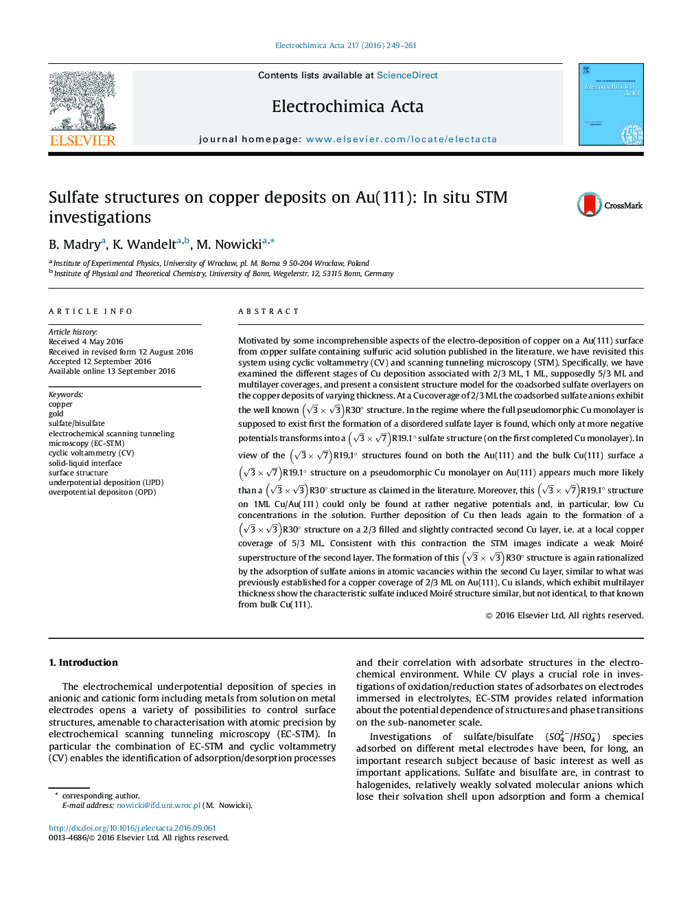 Sulfate structures on copper deposits on Au(111): In situ STM investigations