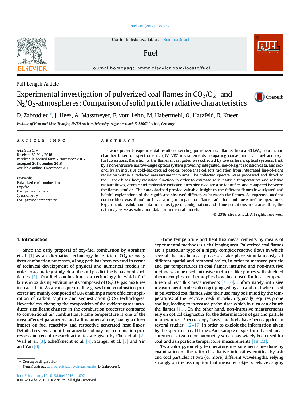 Experimental investigation of pulverized coal flames in CO2/O2- and N2/O2-atmospheres: Comparison of solid particle radiative characteristics