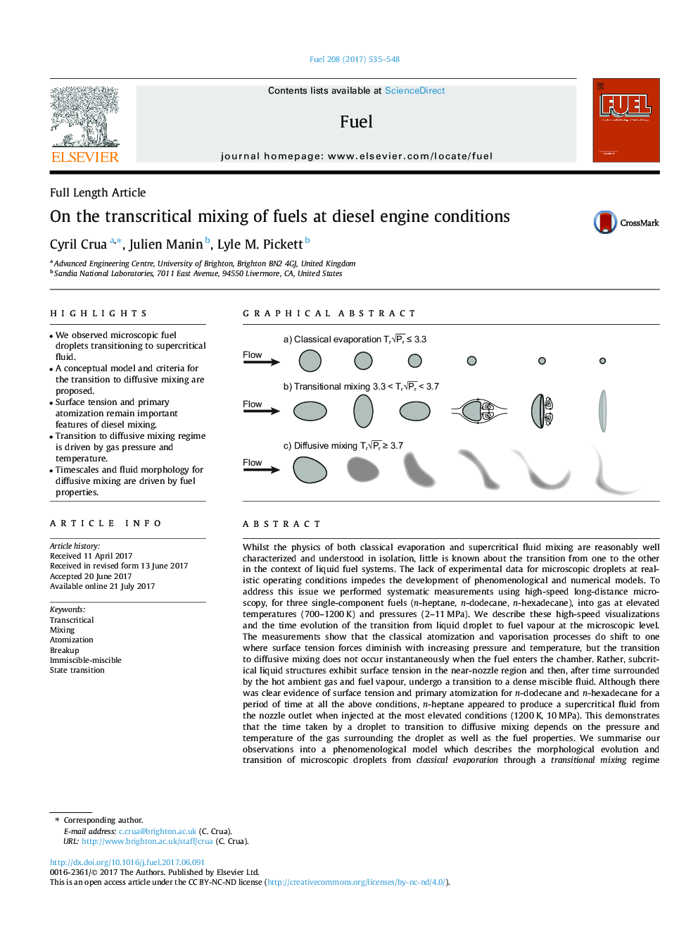 On the transcritical mixing of fuels at diesel engine conditions