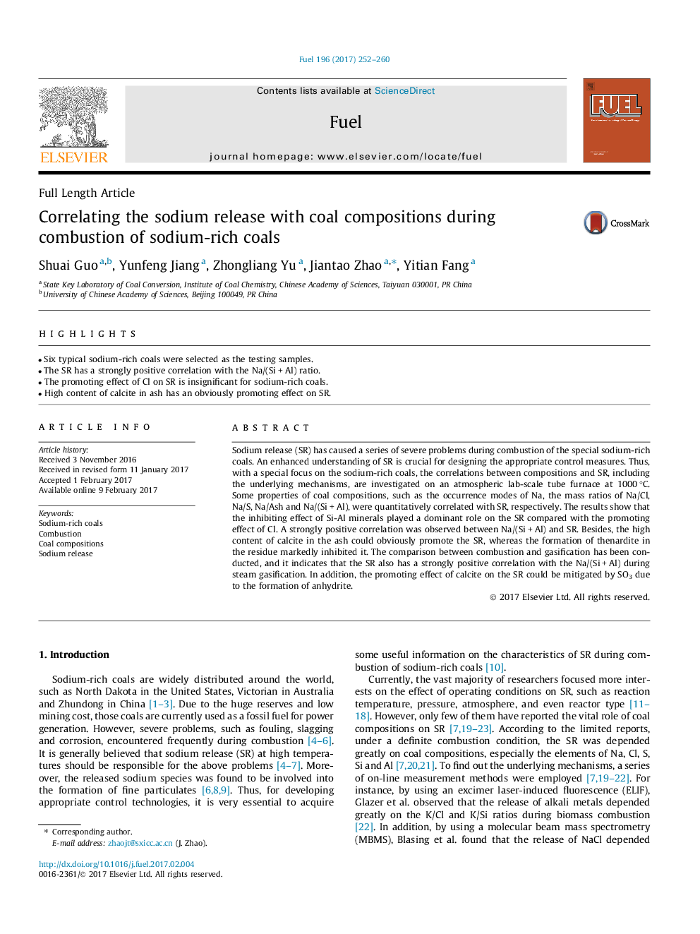 Correlating the sodium release with coal compositions during combustion of sodium-rich coals