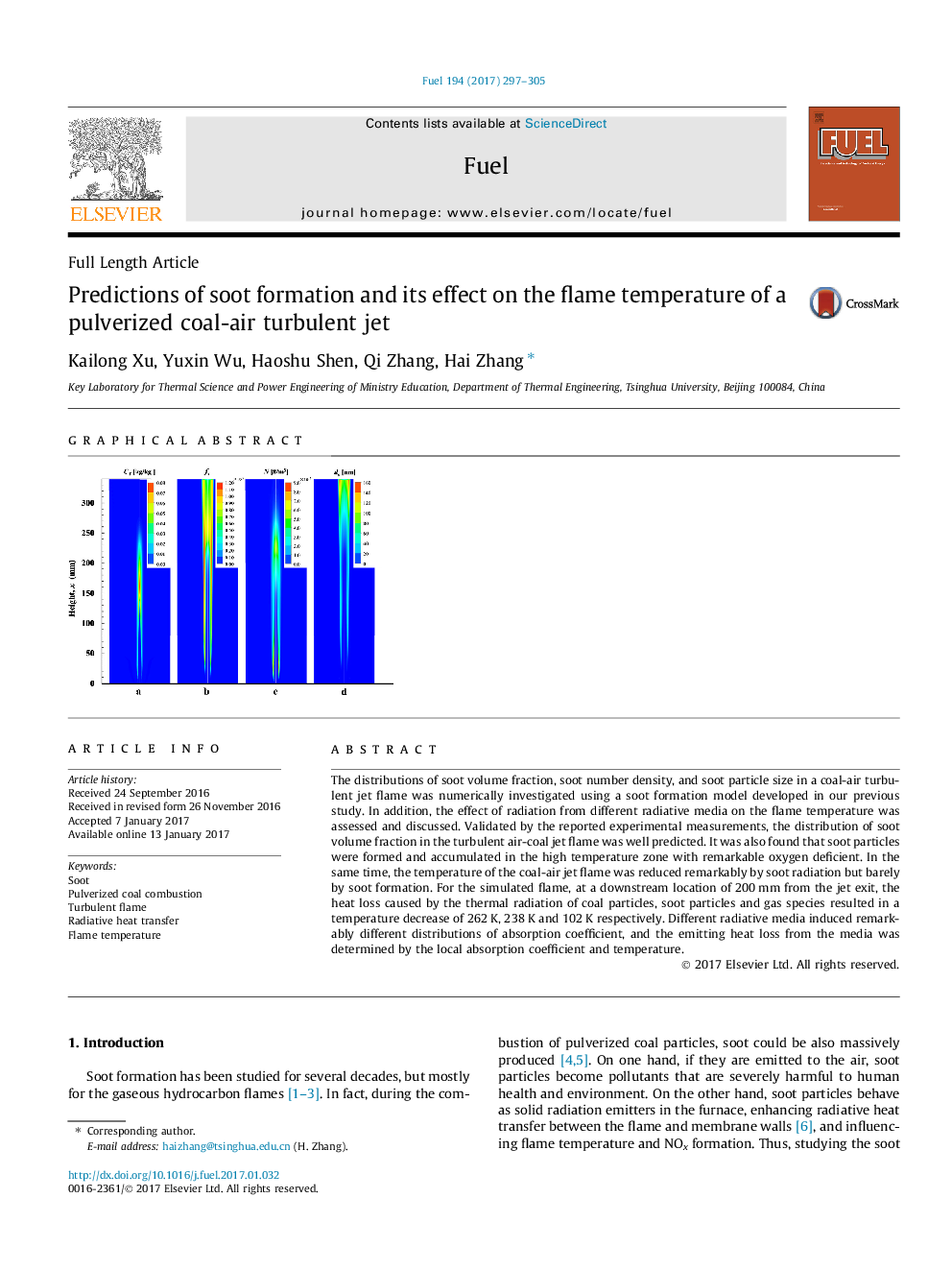 Predictions of soot formation and its effect on the flame temperature of a pulverized coal-air turbulent jet