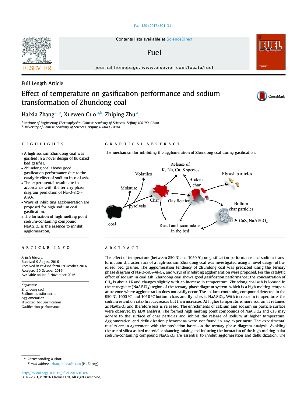 Effect of temperature on gasification performance and sodium transformation of Zhundong coal