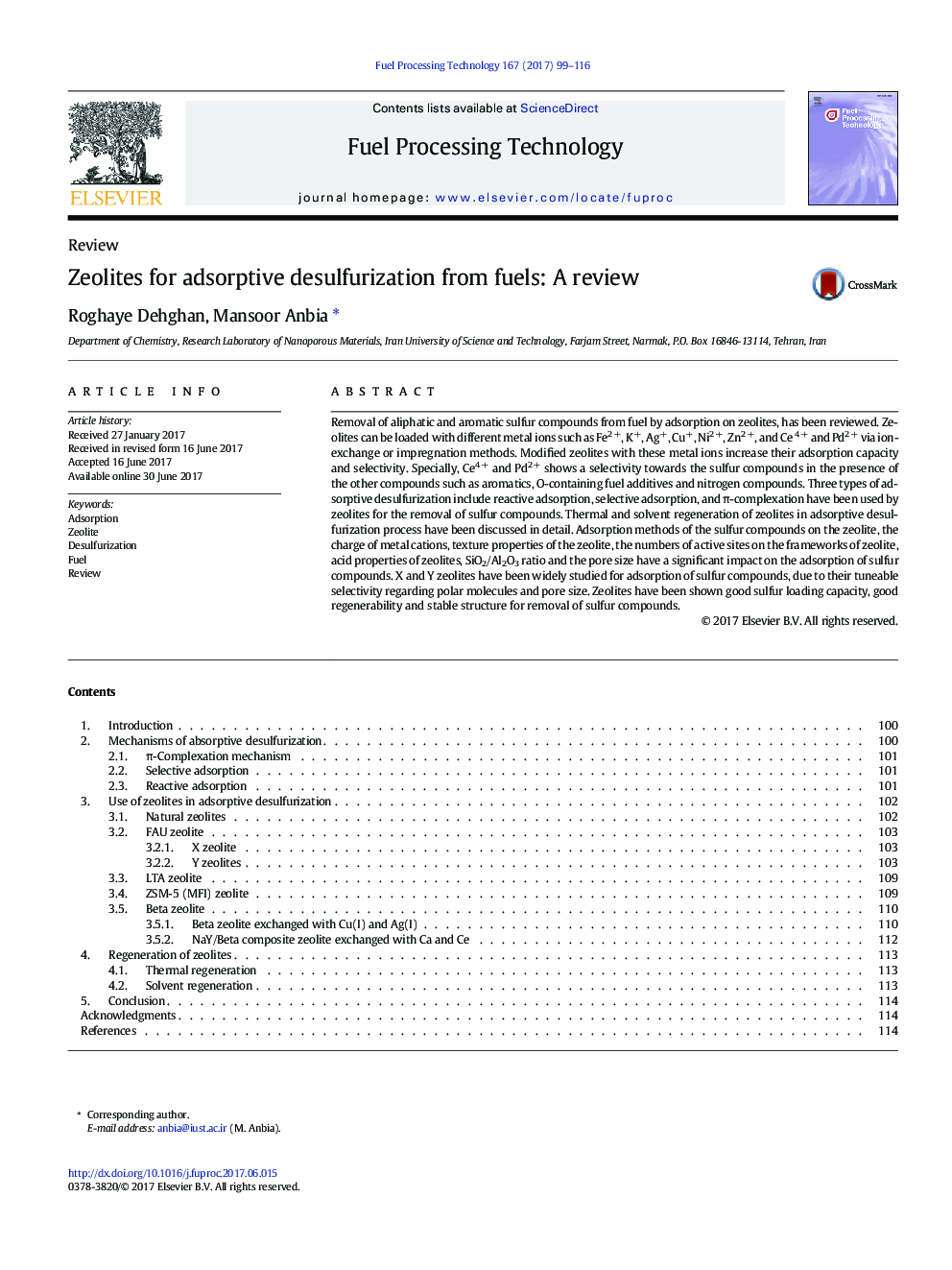 Zeolites for adsorptive desulfurization from fuels: A review