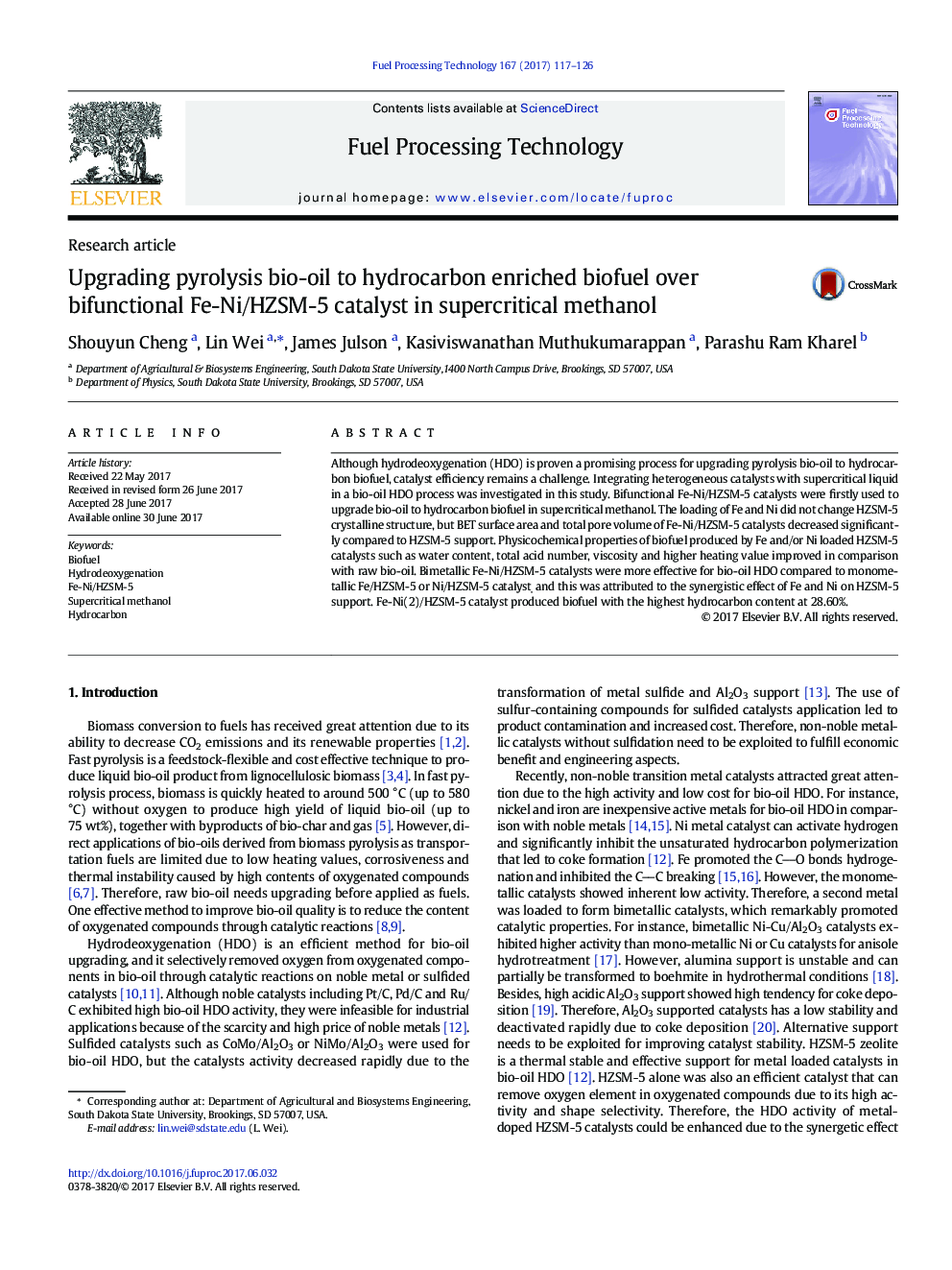 Upgrading pyrolysis bio-oil to hydrocarbon enriched biofuel over bifunctional Fe-Ni/HZSM-5 catalyst in supercritical methanol