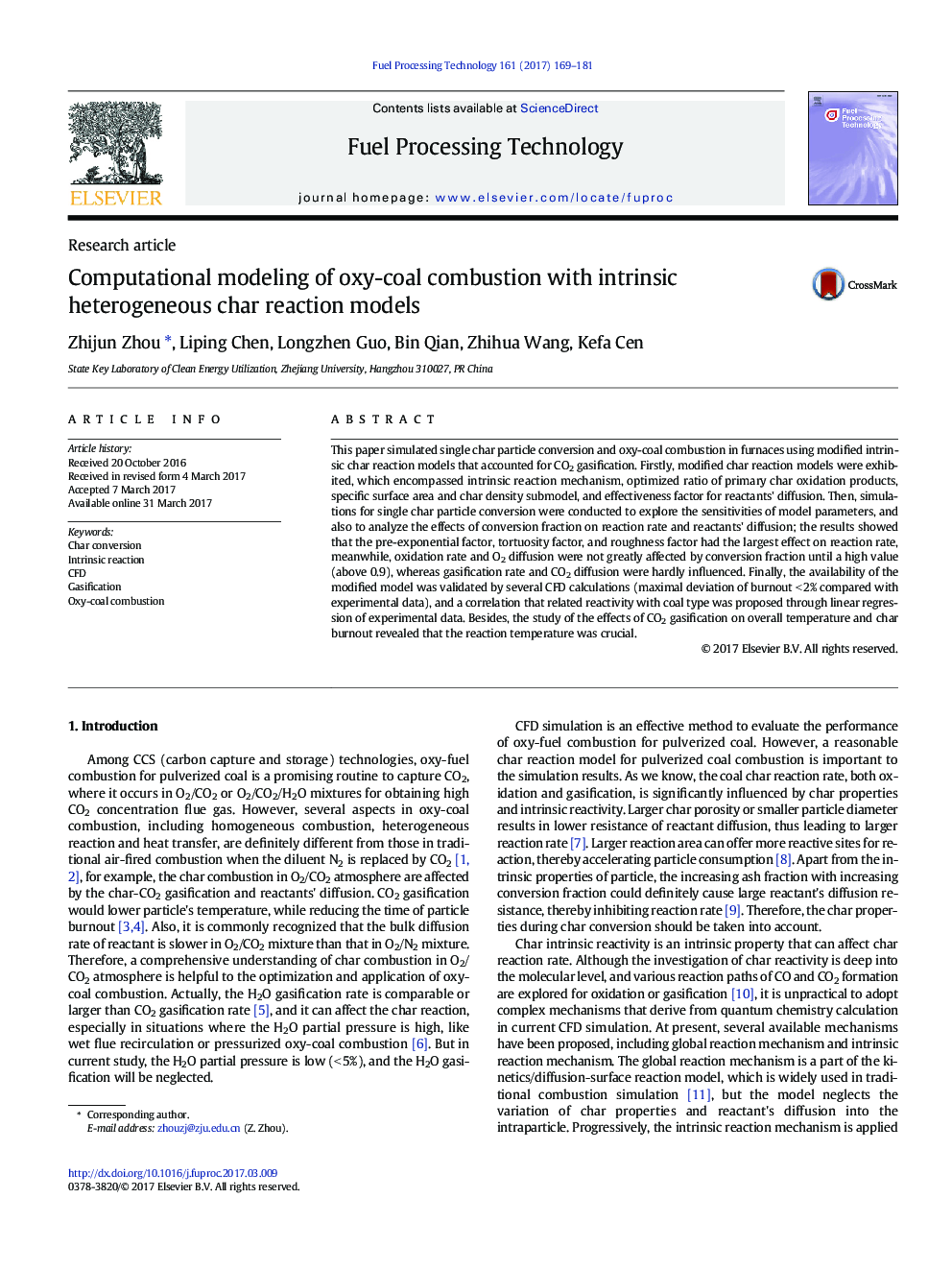 مدل سازی محاسباتی احتراق اکسین زغال سنگ با مدل های واکنش کربن ناهمگون