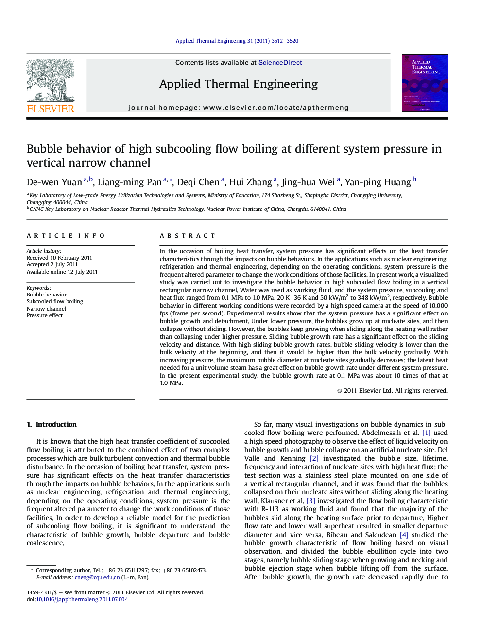 Bubble behavior of high subcooling flow boiling at different system pressure in vertical narrow channel