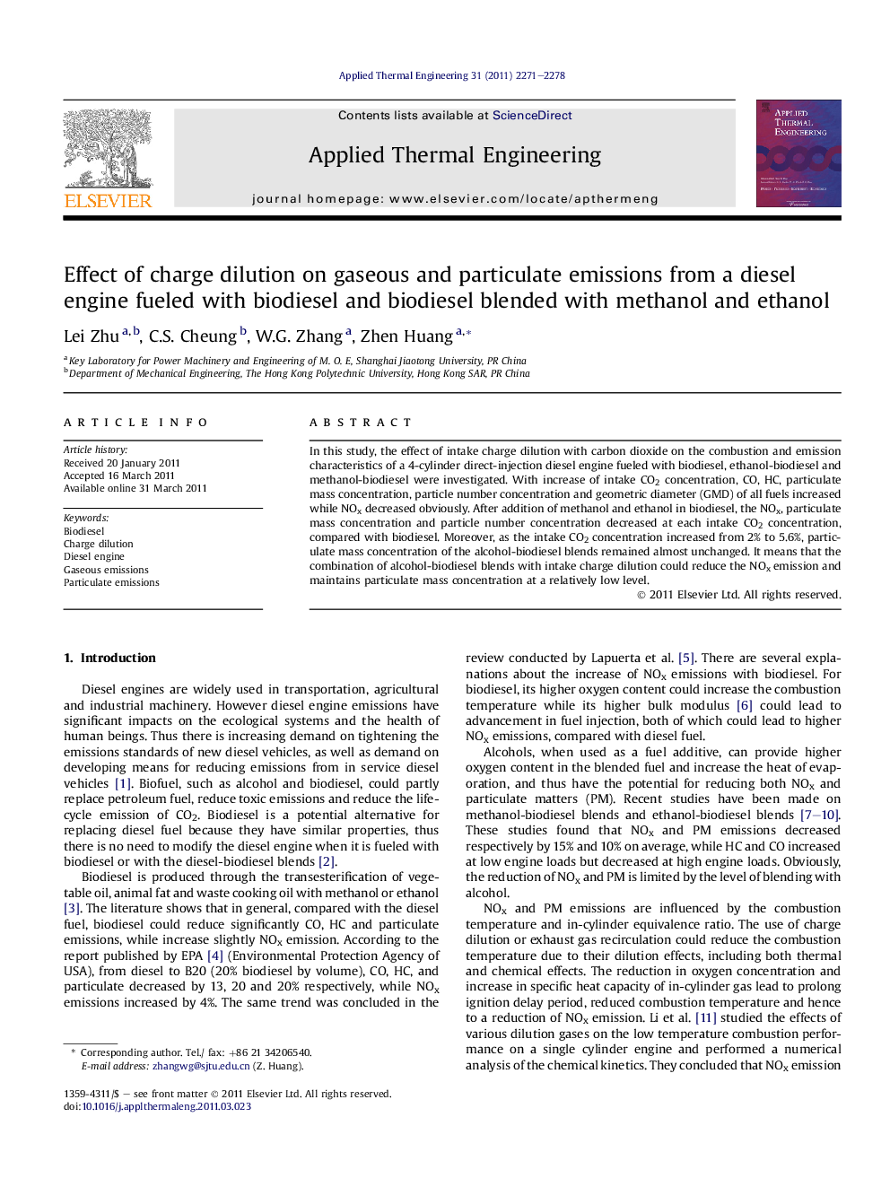 Effect of charge dilution on gaseous and particulate emissions from a diesel engine fueled with biodiesel and biodiesel blended with methanol and ethanol