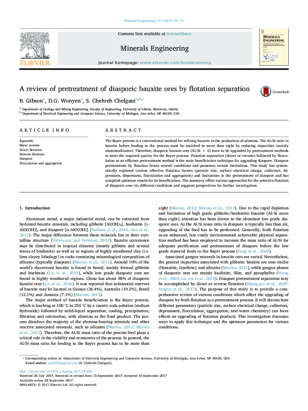 A review of pretreatment of diasporic bauxite ores by flotation separation