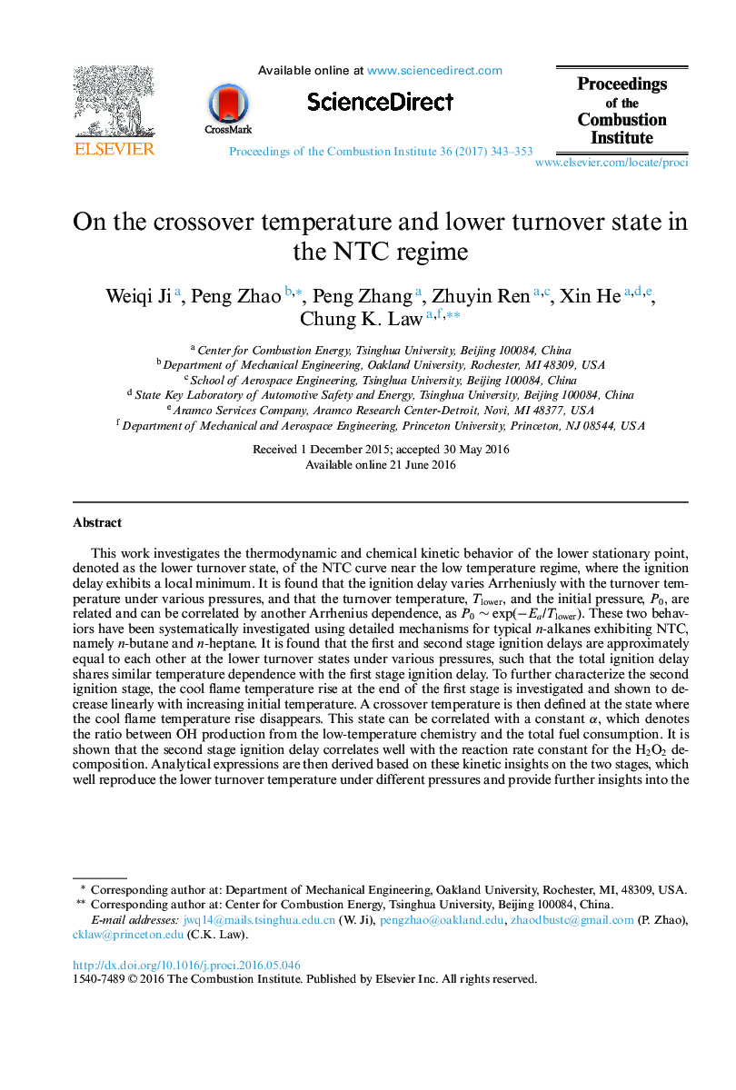 On the crossover temperature and lower turnover state in the NTC regime