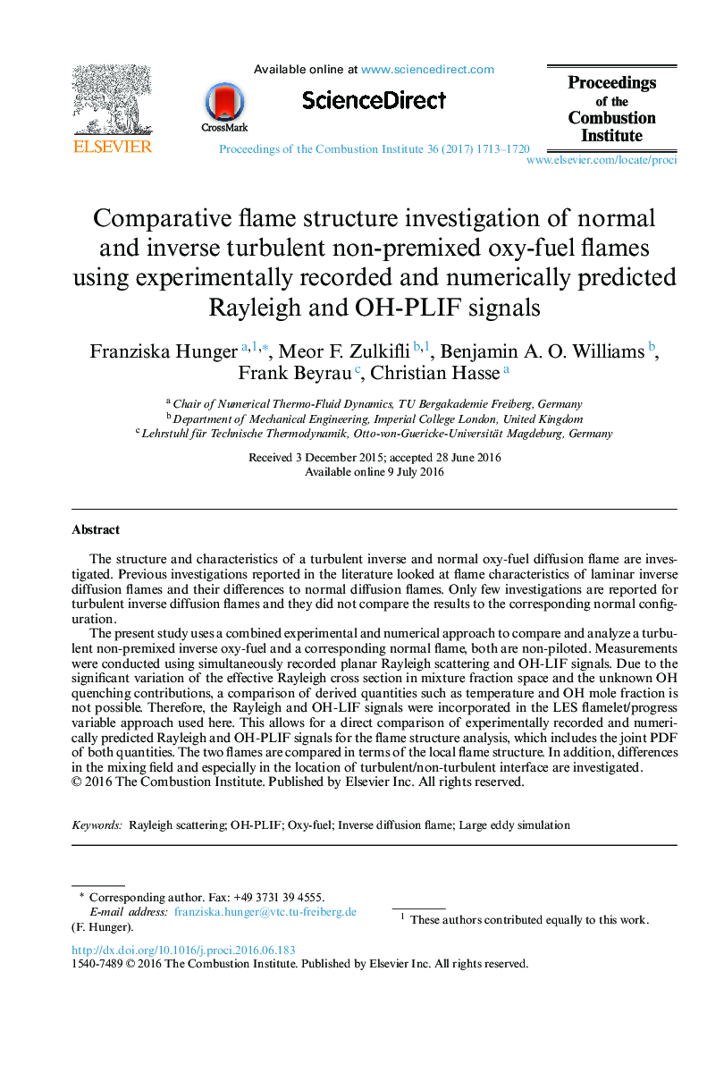 Comparative flame structure investigation of normal and inverse turbulent non-premixed oxy-fuel flames using experimentally recorded and numerically predicted Rayleigh and OH-PLIF signals