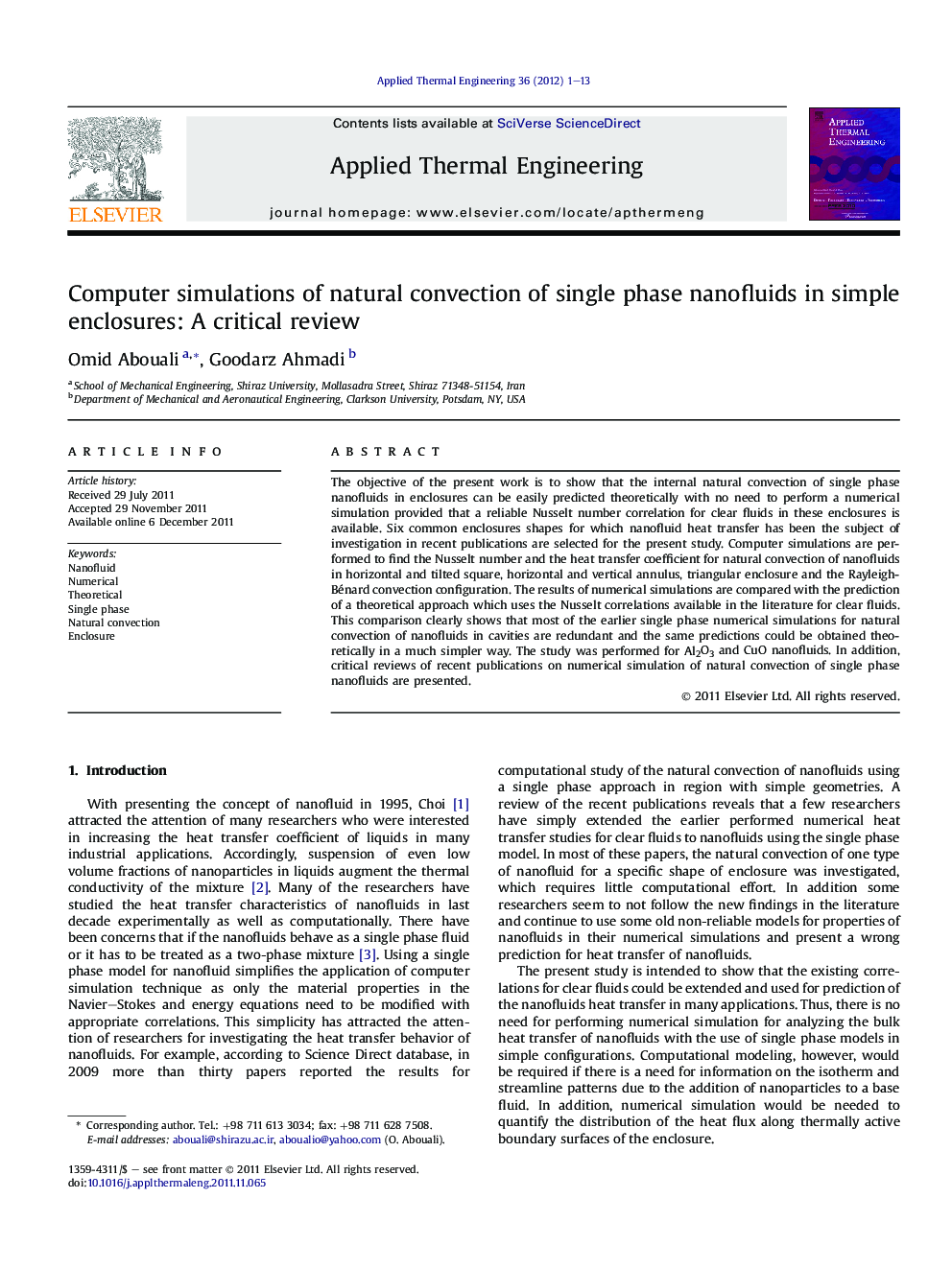 Computer simulations of natural convection of single phase nanofluids in simple enclosures: A critical review