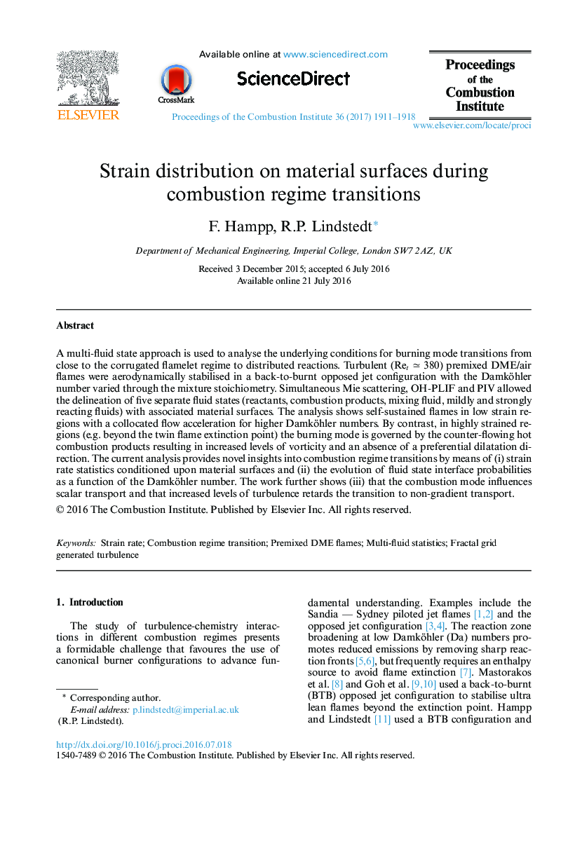 Strain distribution on material surfaces during combustion regime transitions