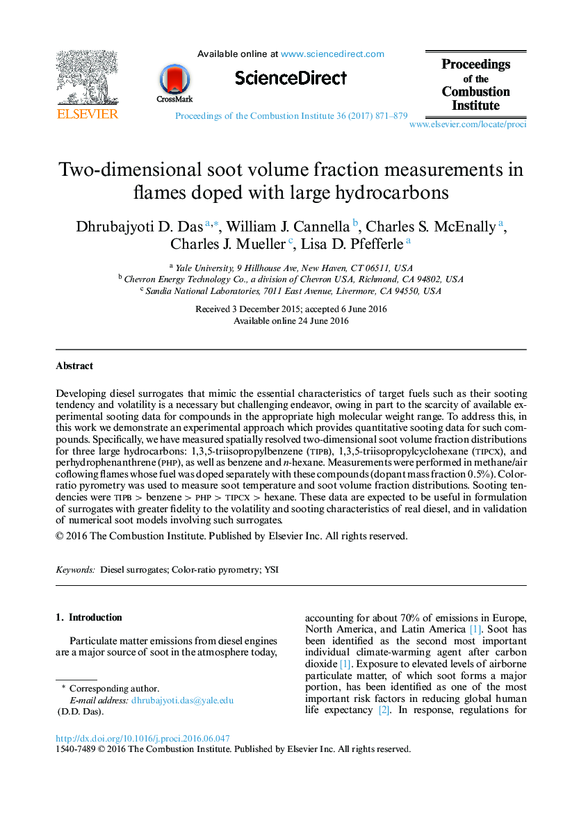 Two-dimensional soot volume fraction measurements in flames doped with large hydrocarbons