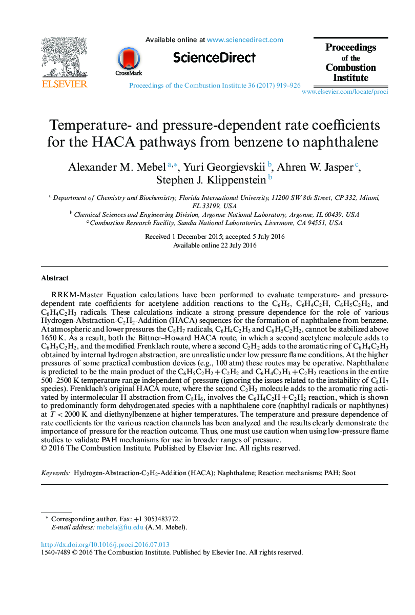 Temperature- and pressure-dependent rate coefficients for the HACA pathways from benzene to naphthalene
