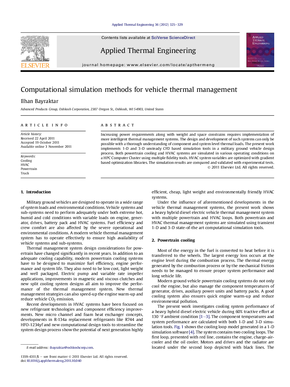 Computational simulation methods for vehicle thermal management