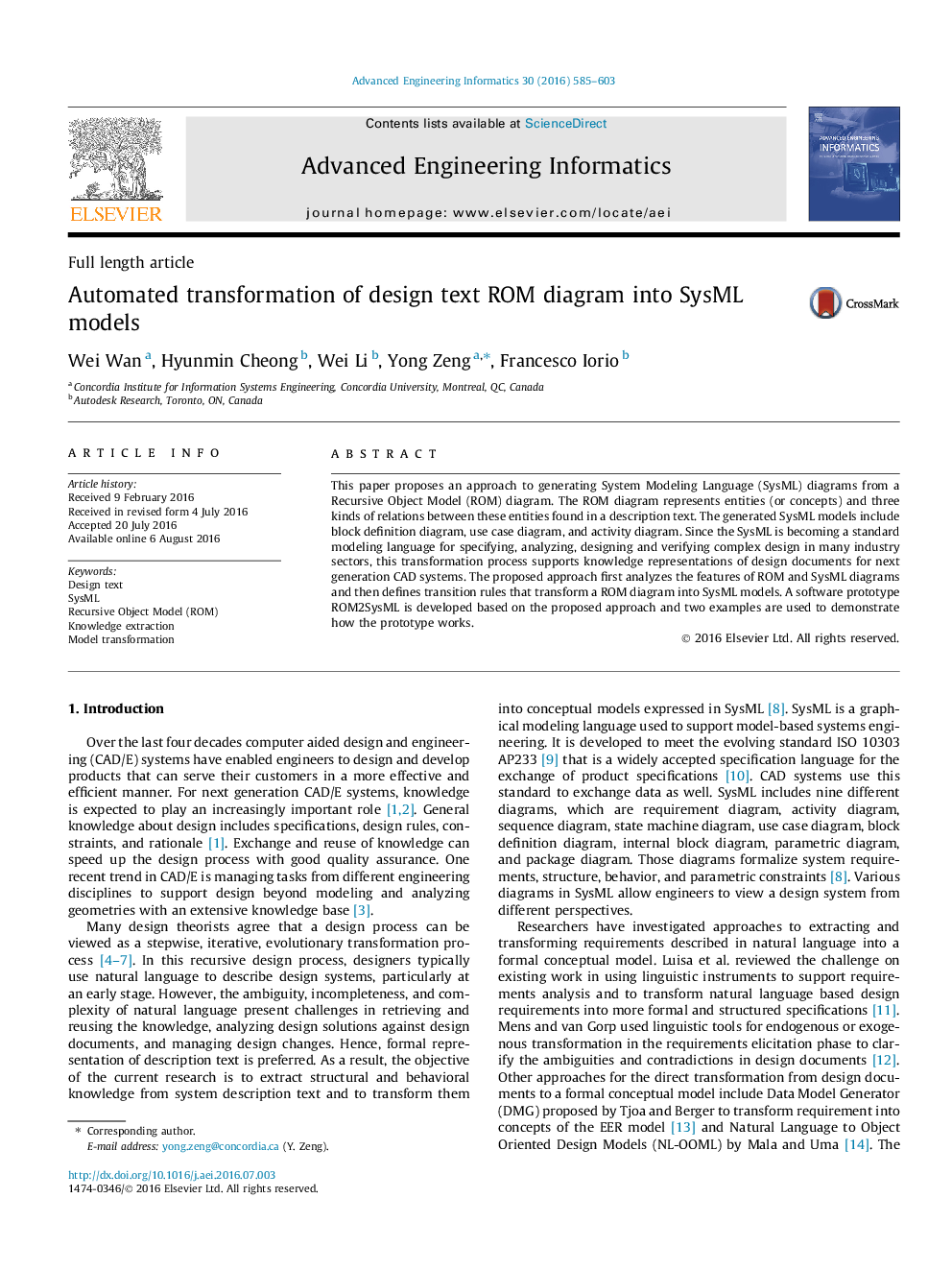 Automated transformation of design text ROM diagram into SysML models