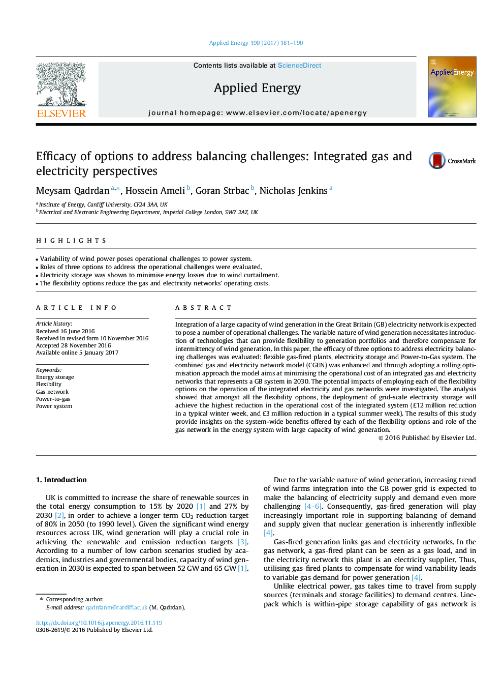 Efficacy of options to address balancing challenges: Integrated gas and electricity perspectives