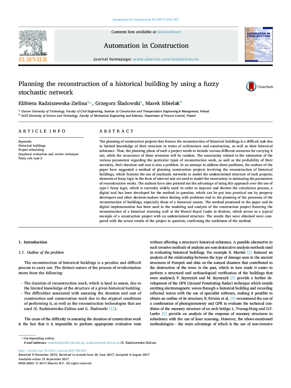 Planning the reconstruction of a historical building by using a fuzzy stochastic network