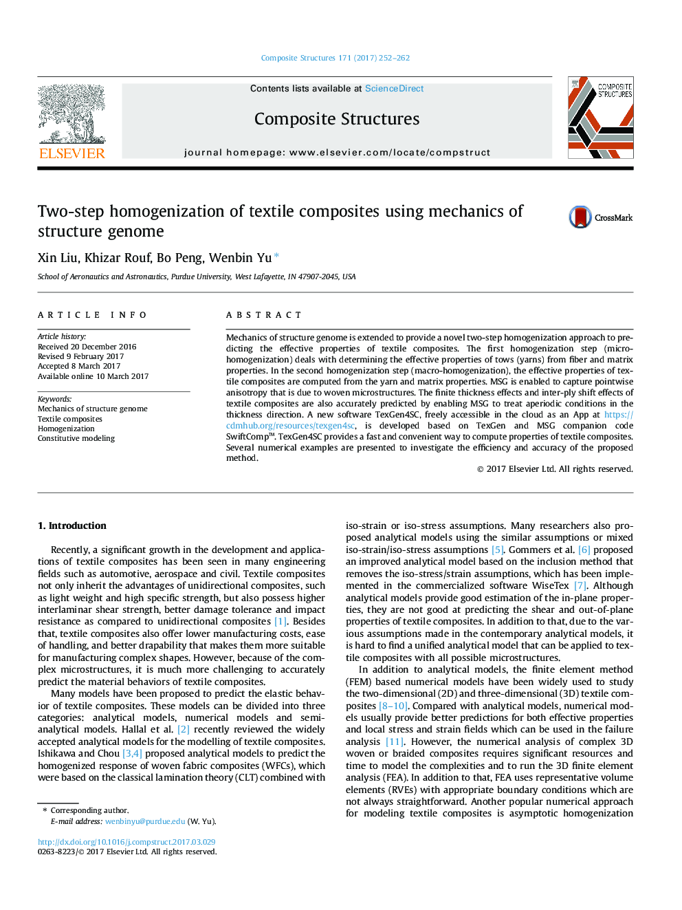 Two-step homogenization of textile composites using mechanics of structure genome