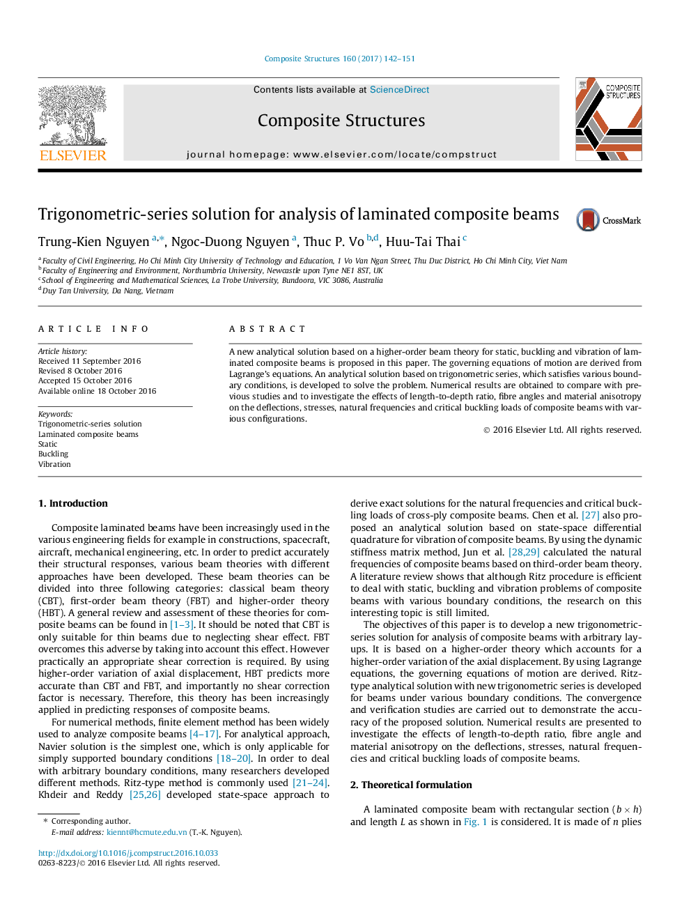 Trigonometric-series solution for analysis of laminated composite beams