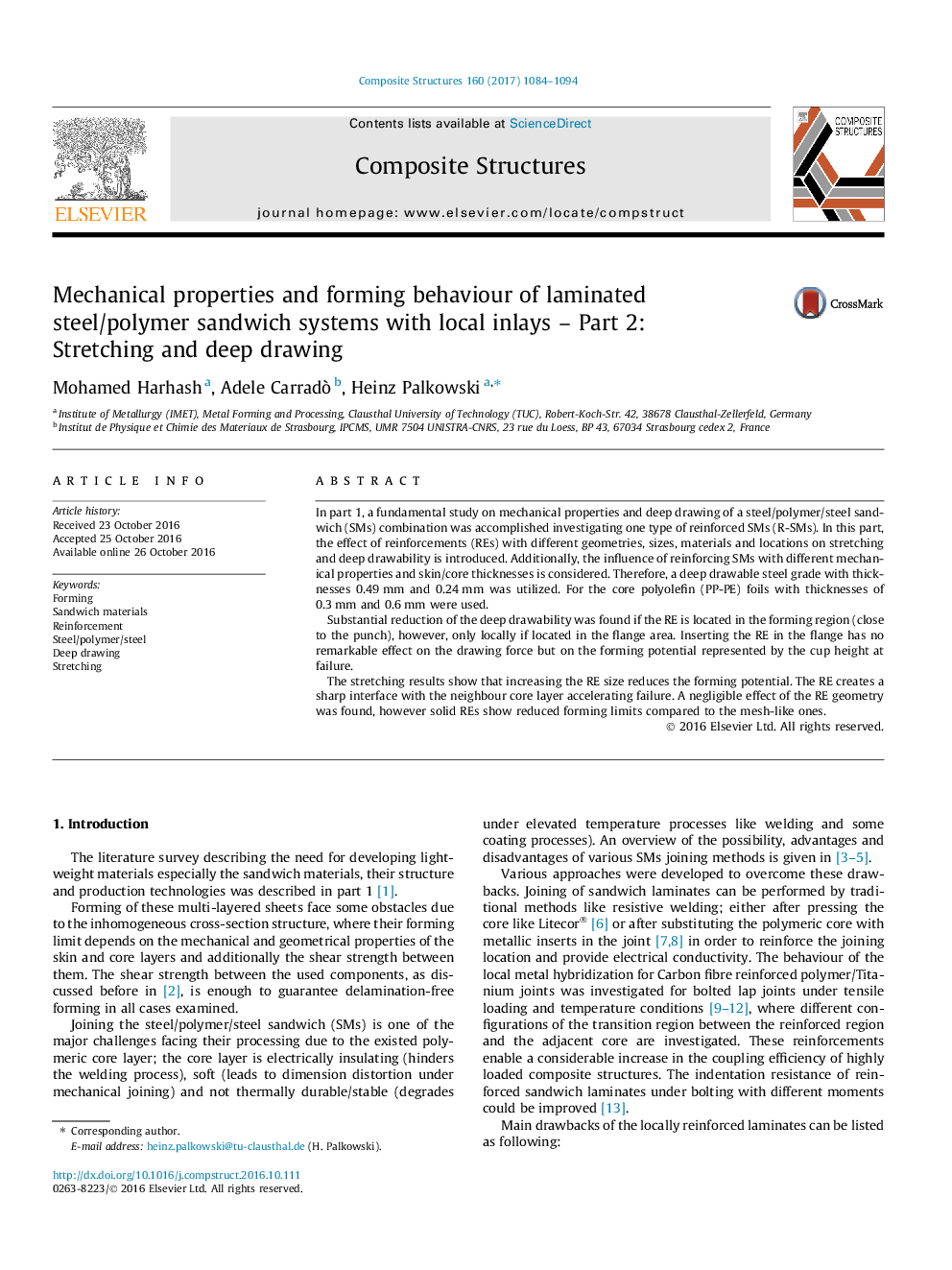 Mechanical properties and forming behaviour of laminated steel/polymer sandwich systems with local inlays - Part 2: Stretching and deep drawing