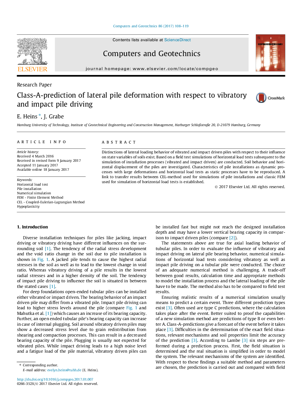 Class-A-prediction of lateral pile deformation with respect to vibratory and impact pile driving