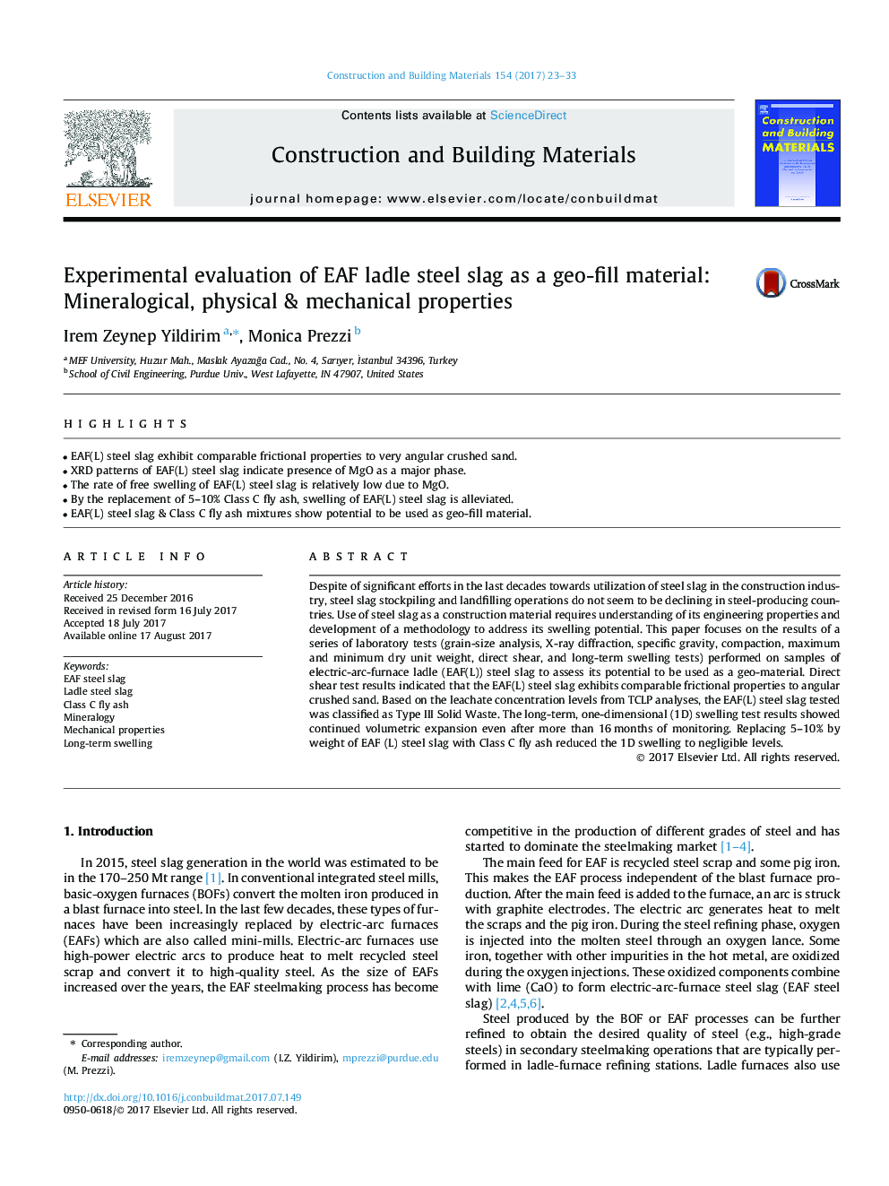 Experimental evaluation of EAF ladle steel slag as a geo-fill material: Mineralogical, physical & mechanical properties