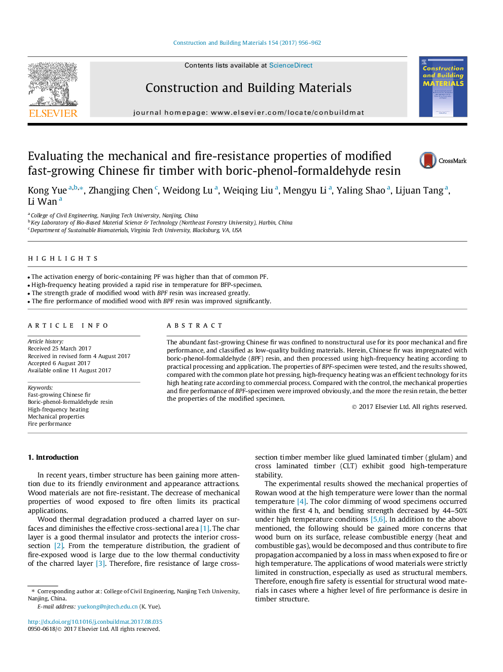 Evaluating the mechanical and fire-resistance properties of modified fast-growing Chinese fir timber with boric-phenol-formaldehyde resin