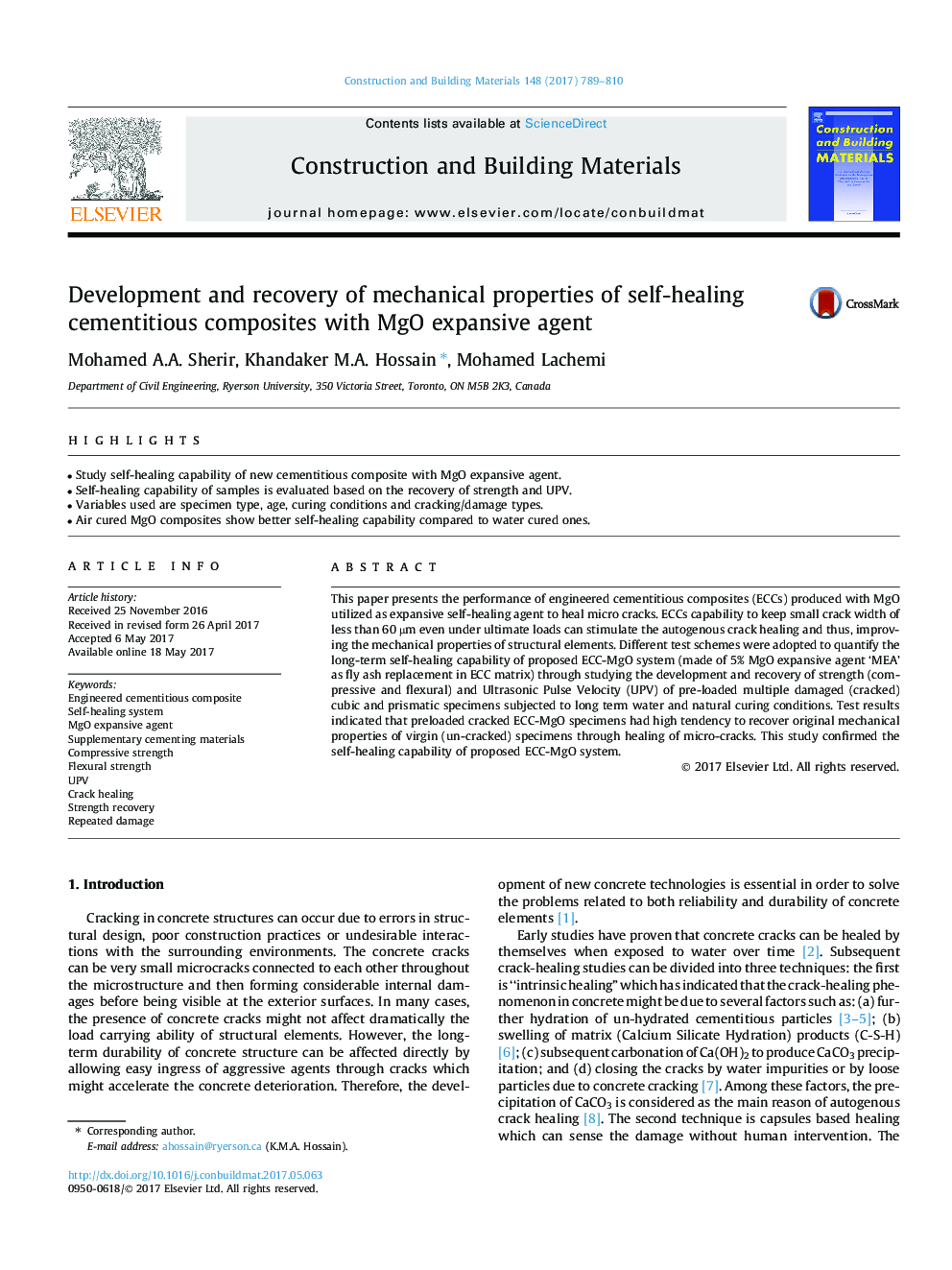 Development and recovery of mechanical properties of self-healing cementitious composites with MgO expansive agent