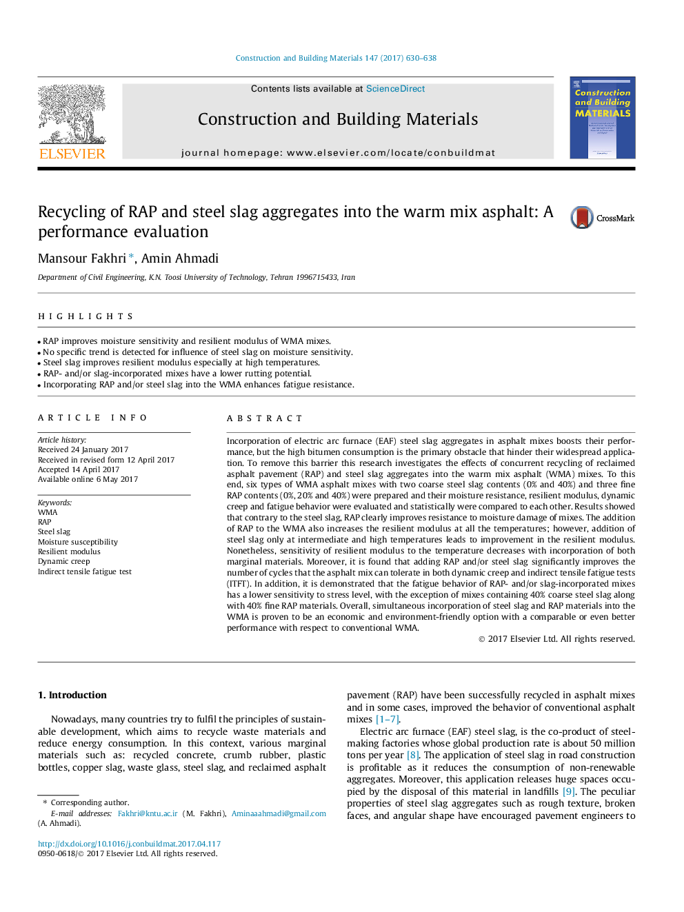 Recycling of RAP and steel slag aggregates into the warm mix asphalt: A performance evaluation