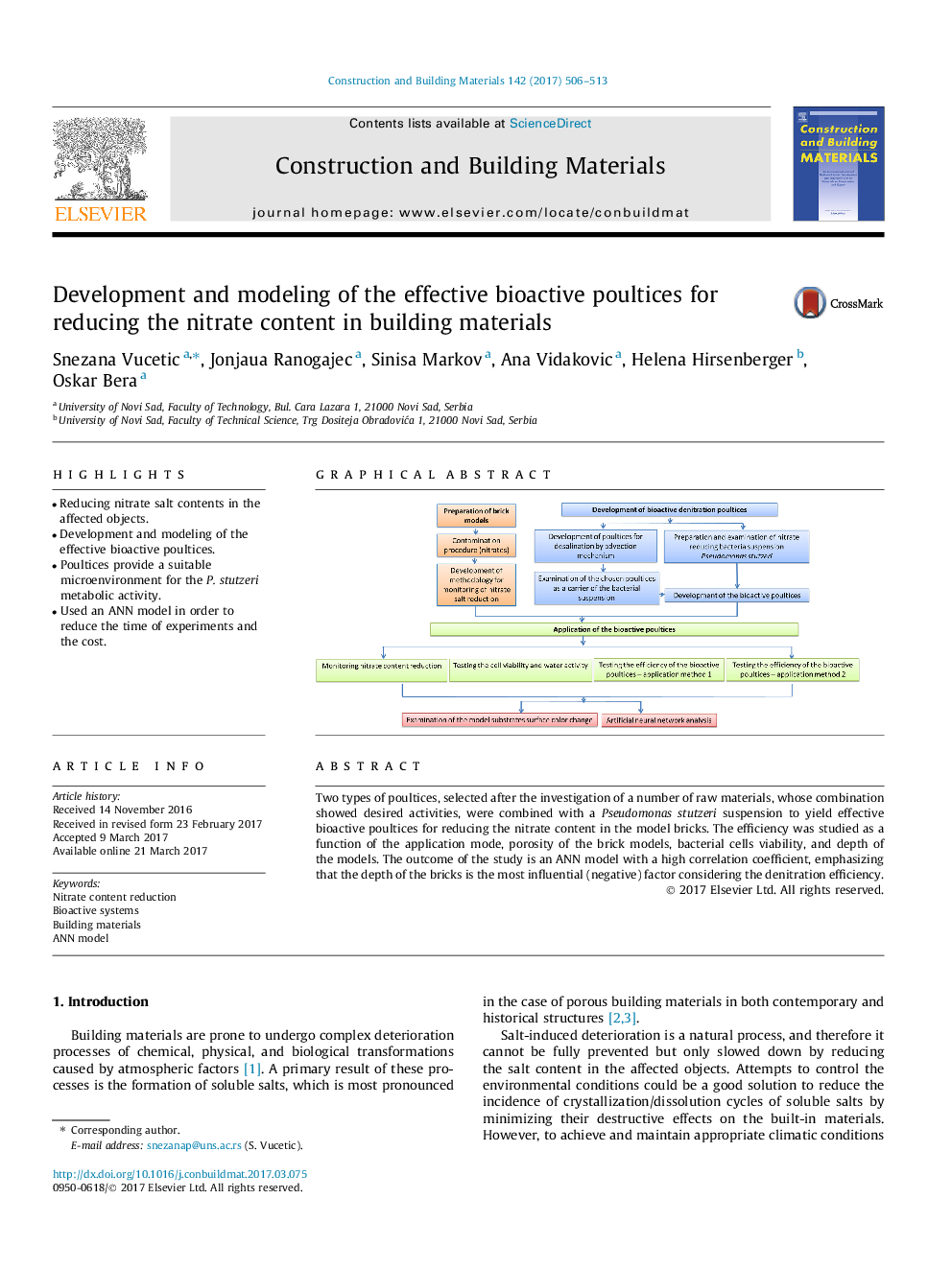 توسعه و مدل سازی وسایل کمکی مؤثر زیست فعال برای کاهش محتوای نیترات در مصالح ساختمانی
