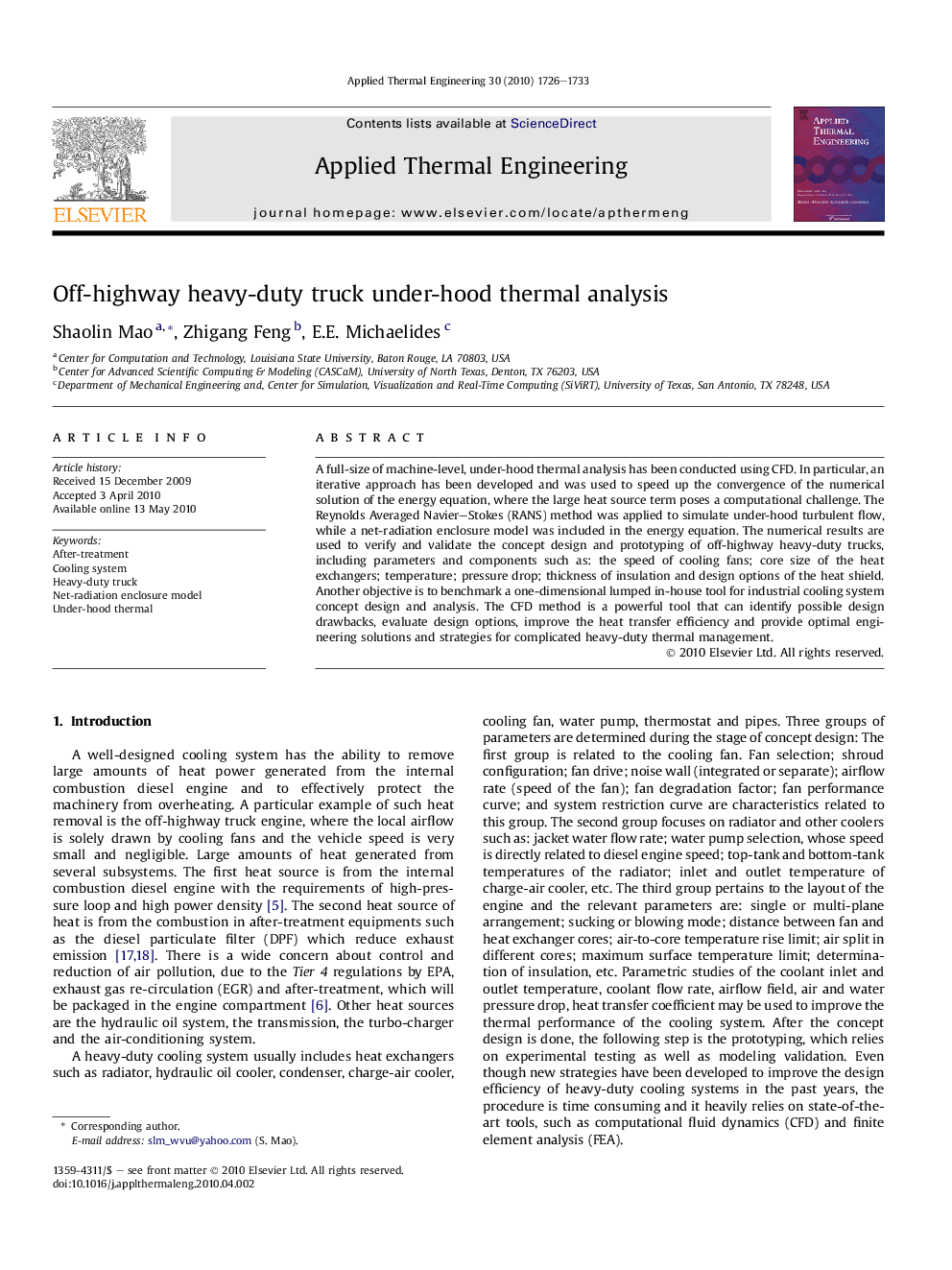 Off-highway heavy-duty truck under-hood thermal analysis