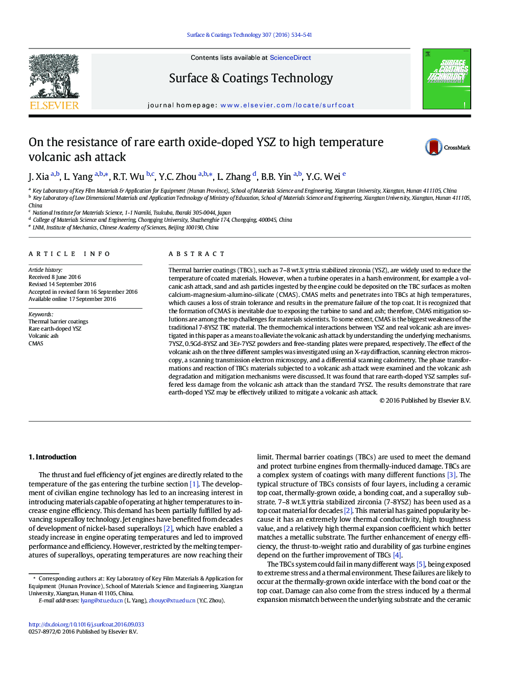 On the resistance of rare earth oxide-doped YSZ to high temperature volcanic ash attack