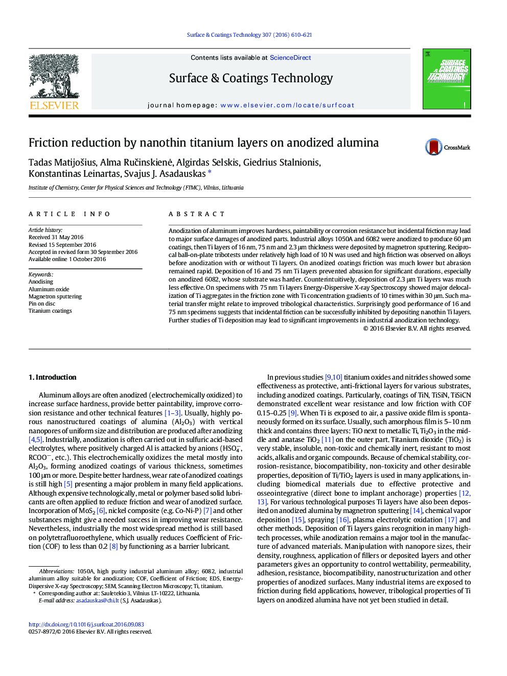 Friction reduction by nanothin titanium layers on anodized alumina