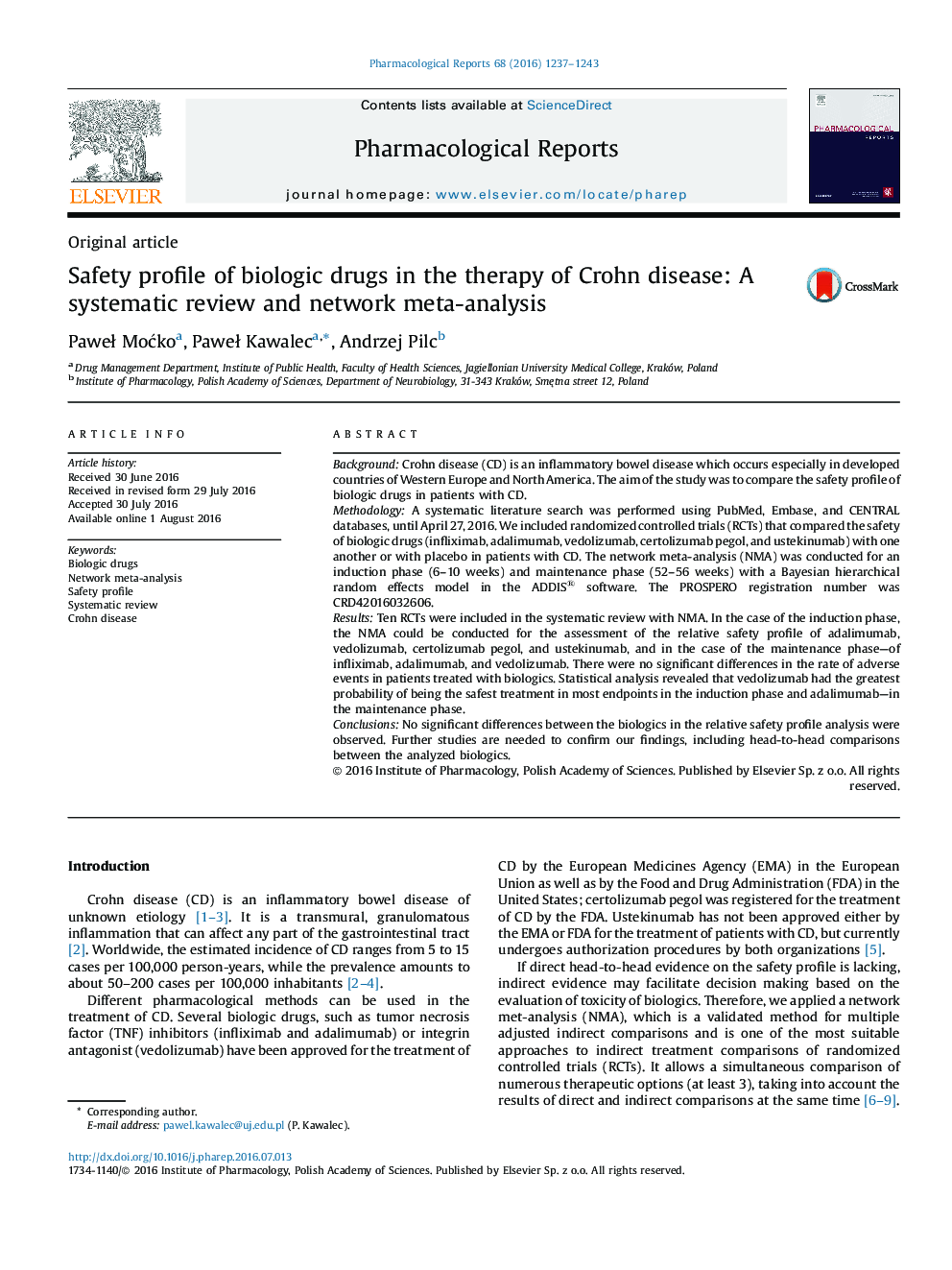 مشخصات ایمنی داروهای بیولوژیک در درمان بیماری کرون: یک بررسی سیستماتیک و متا آنالیز شبکه 
