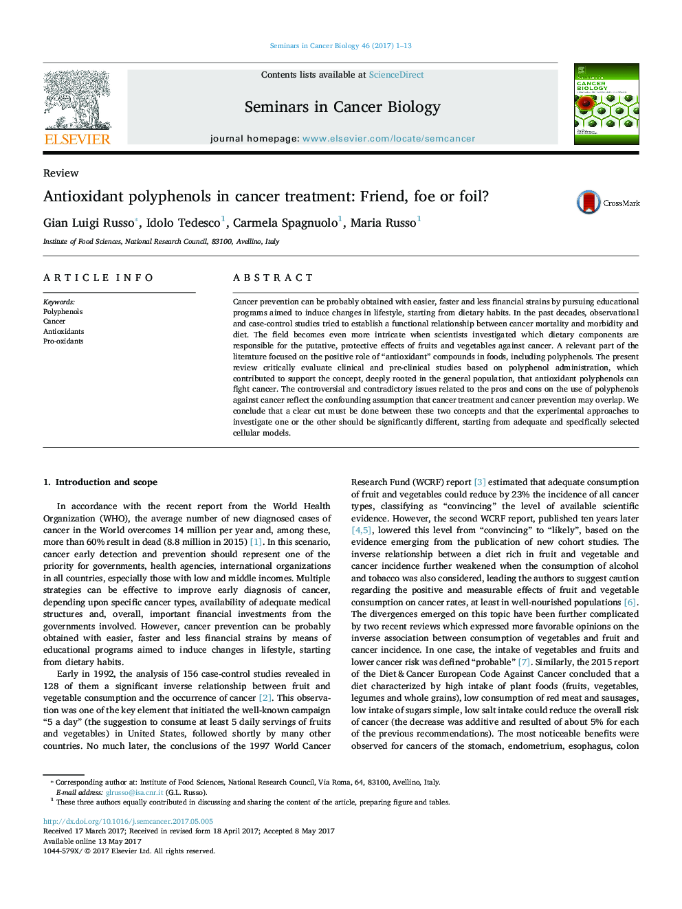 Antioxidant polyphenols in cancer treatment: Friend, foe or foil?