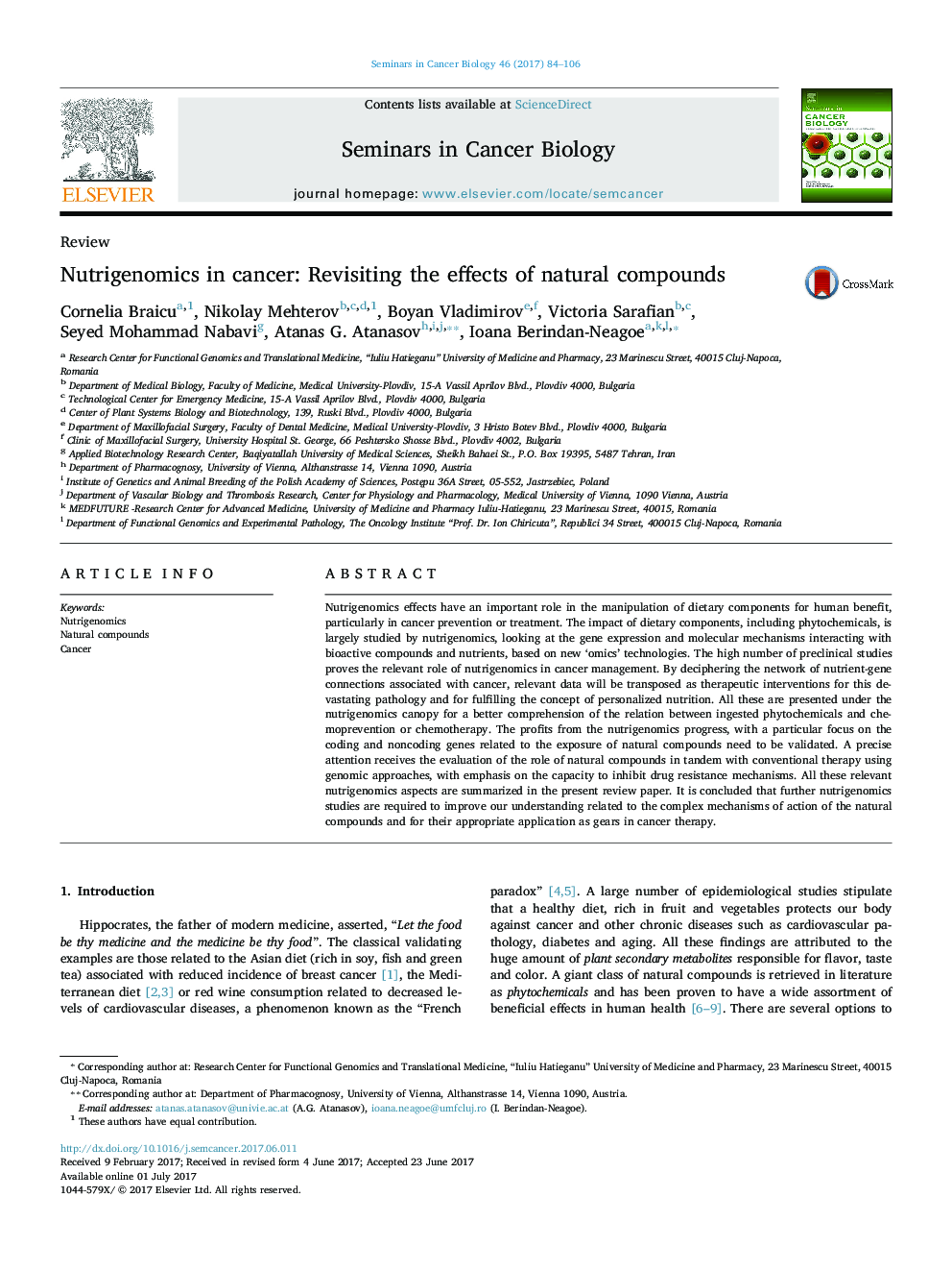 Nutrigenomics in cancer: Revisiting the effects of natural compounds