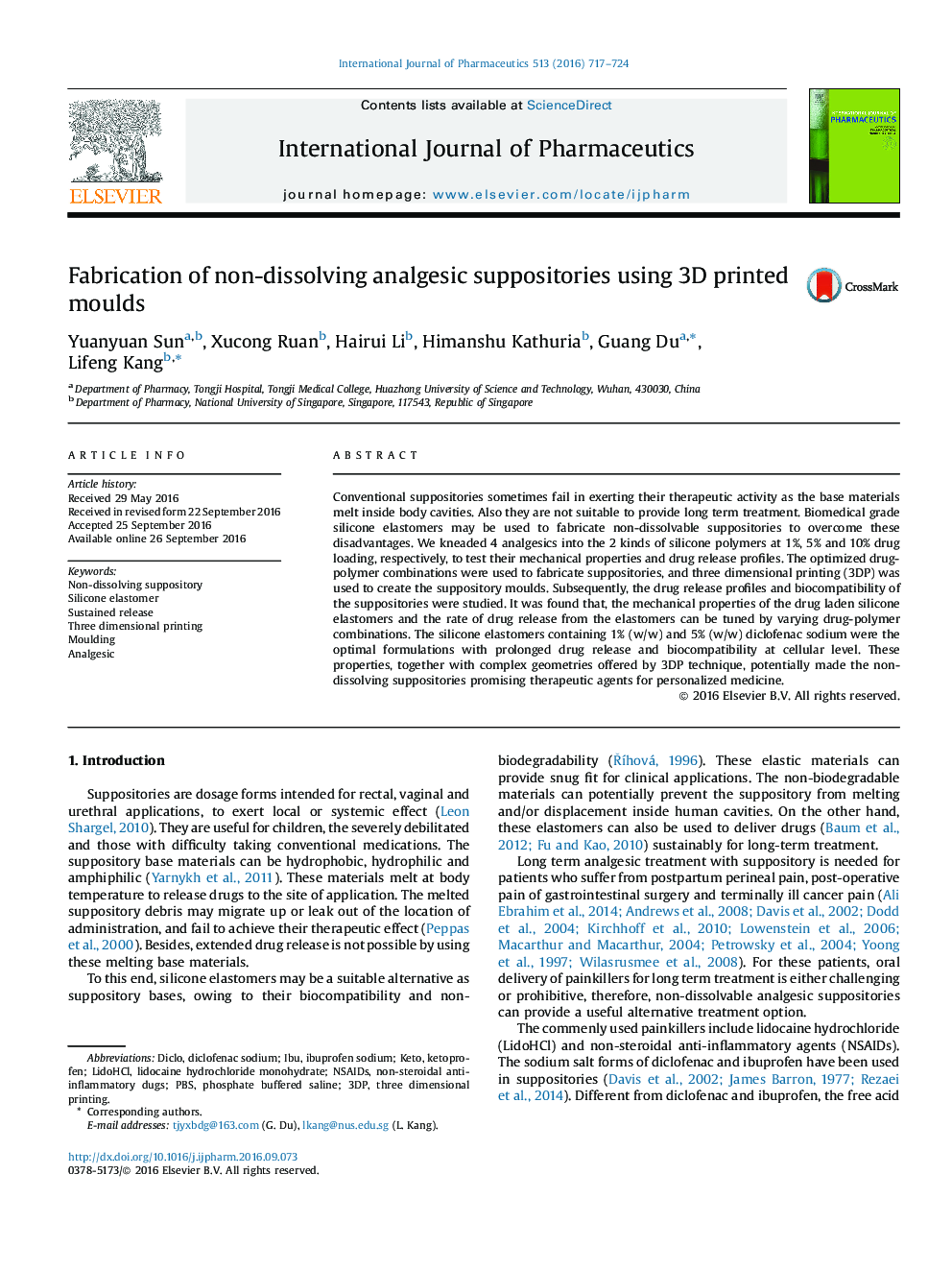 Fabrication of non-dissolving analgesic suppositories using 3D printed moulds