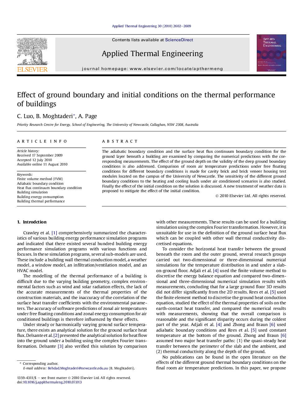 Effect of ground boundary and initial conditions on the thermal performance of buildings