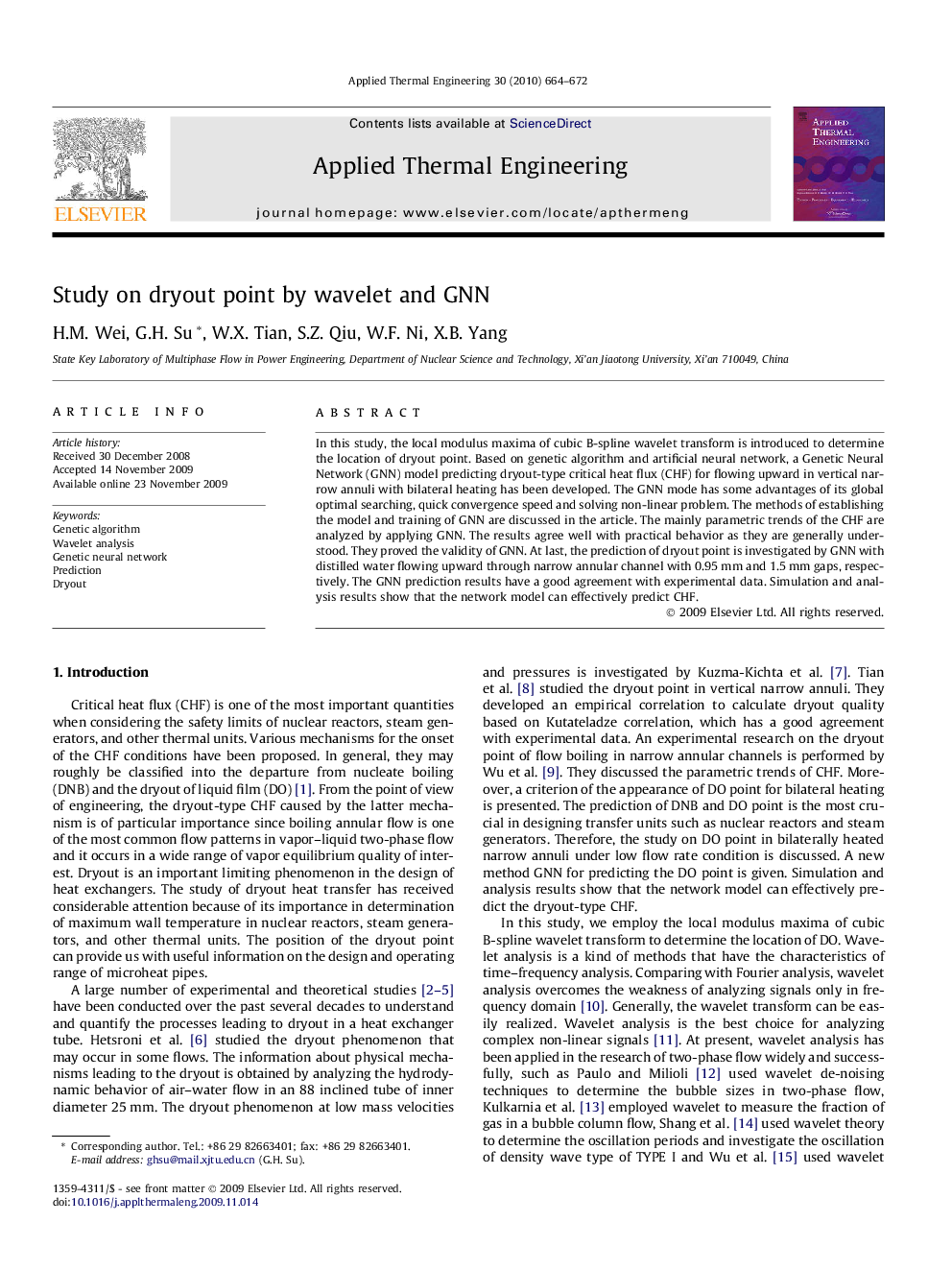 Study on dryout point by wavelet and GNN