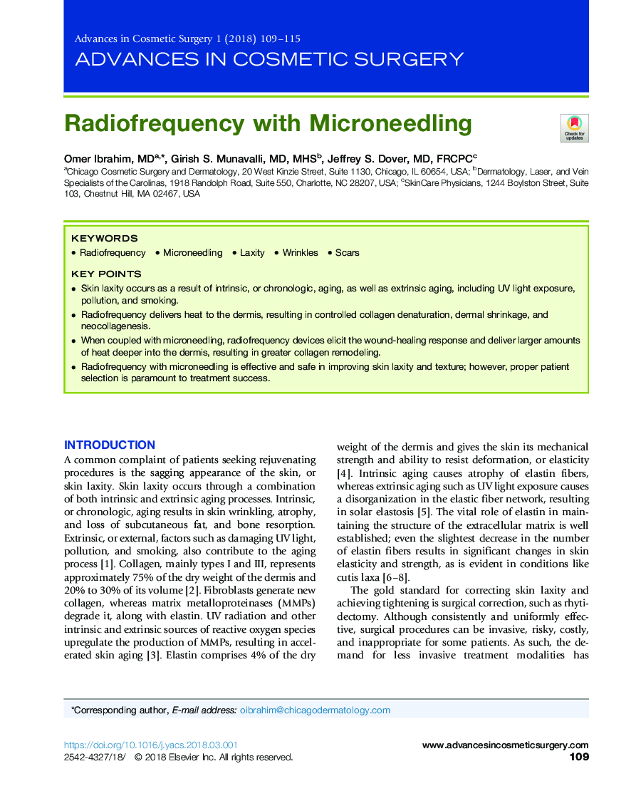 Radiofrequency with Microneedling