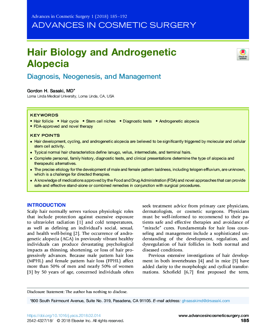 زیست شناسی مو و آلوپسی آندروژنتیک 