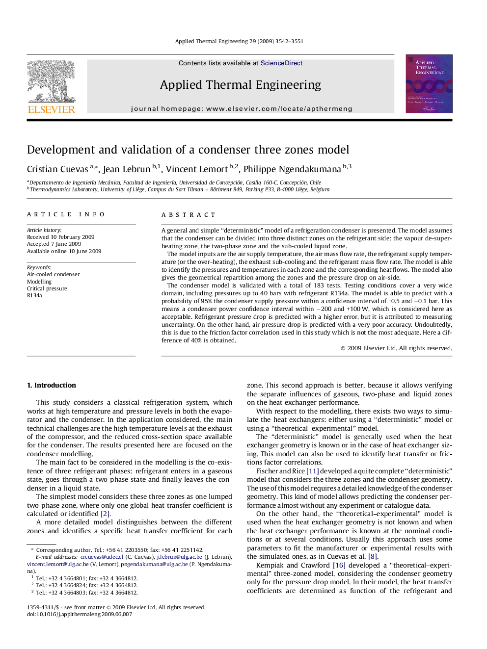 Development and validation of a condenser three zones model