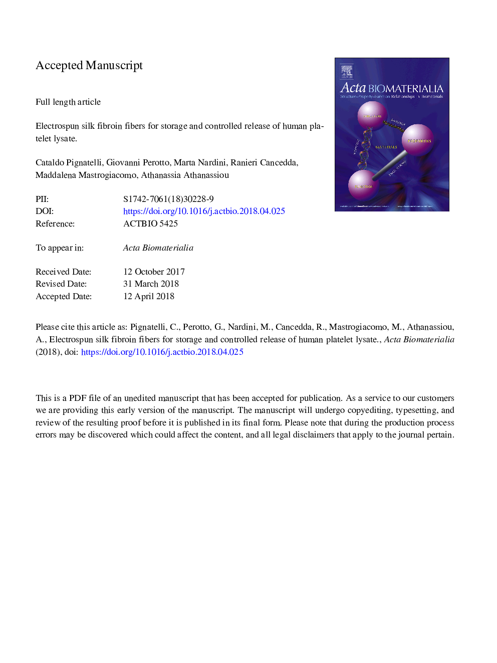 Electrospun silk fibroin fibers for storage and controlled release of human platelet lysate